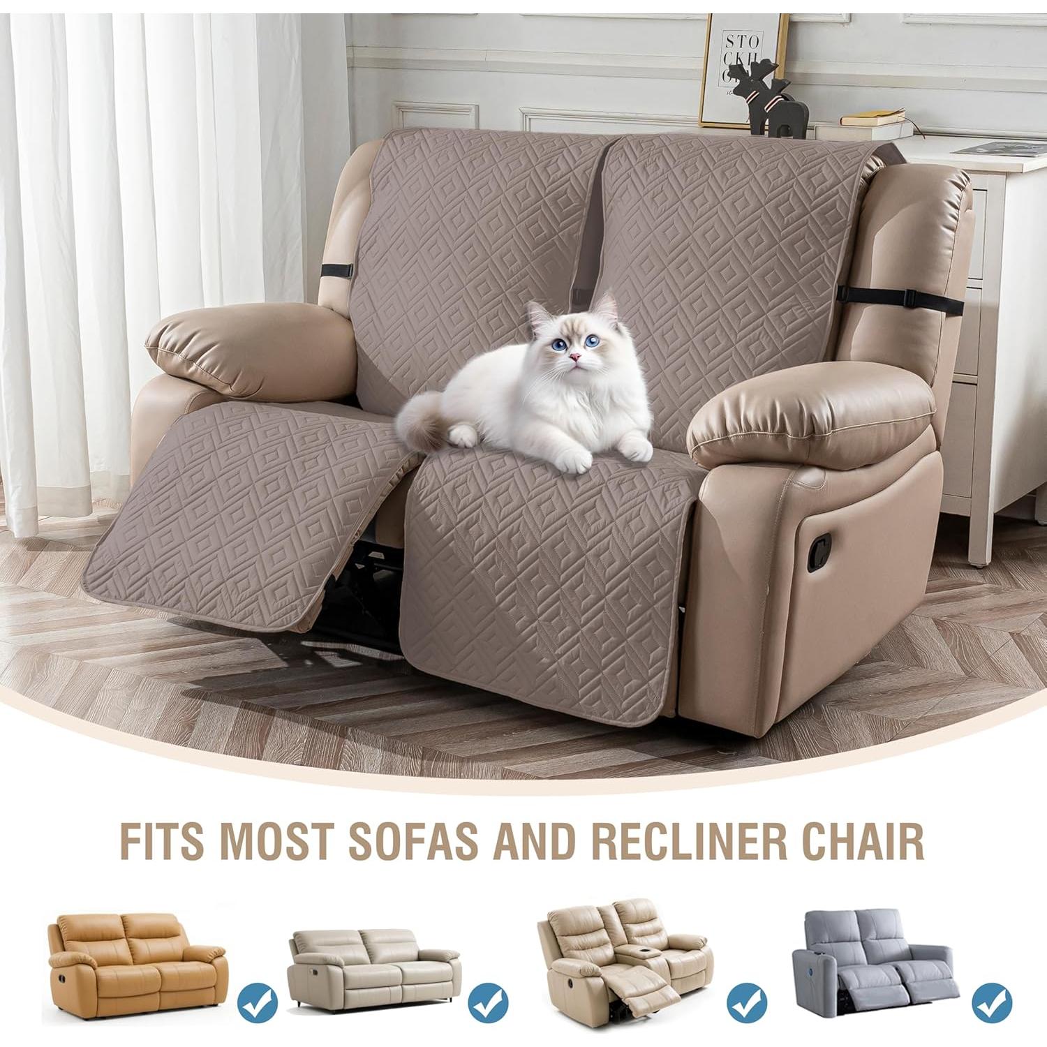 Cubierta Impermeable para Loveseat Reclinable Genina 2 Asientos Taupe