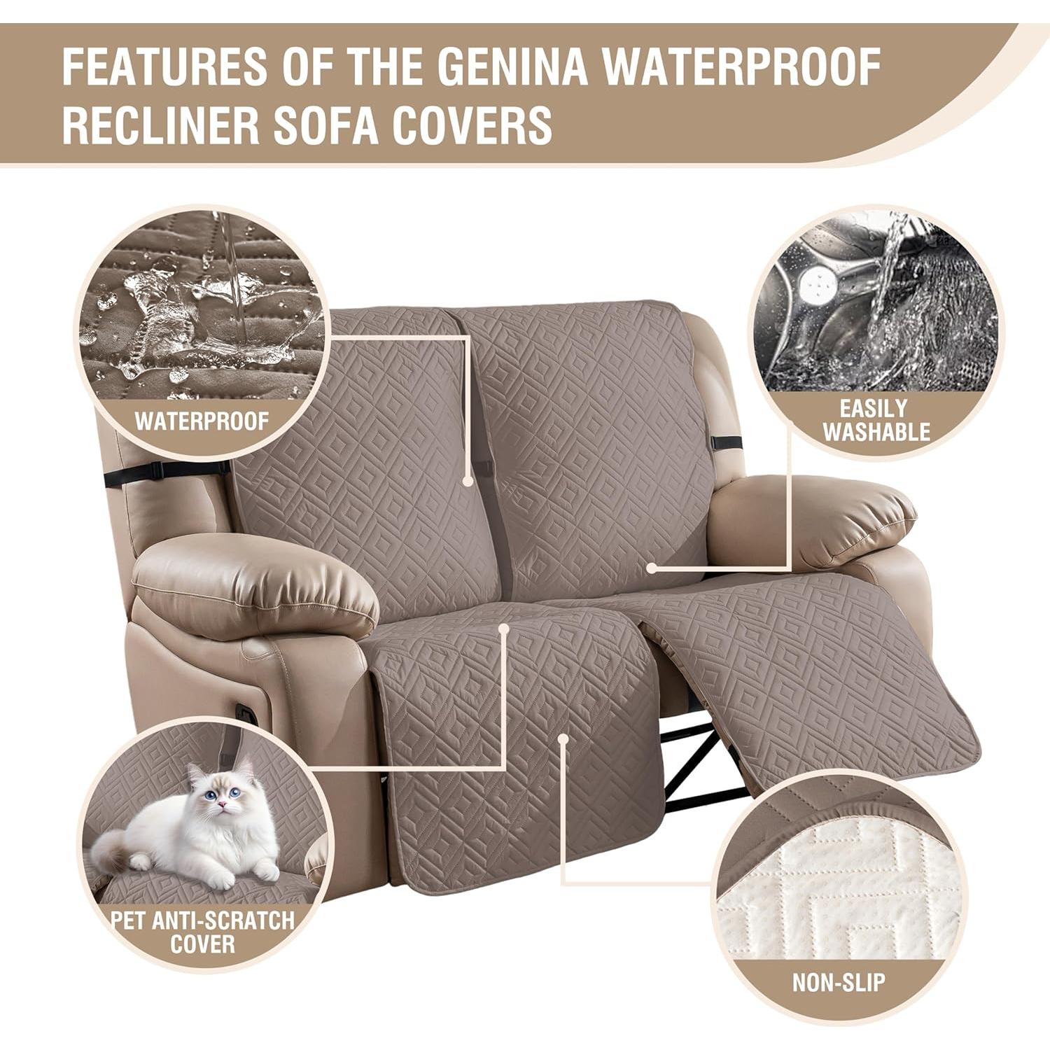 Cubierta Impermeable para Loveseat Reclinable Genina 2 Asientos Taupe