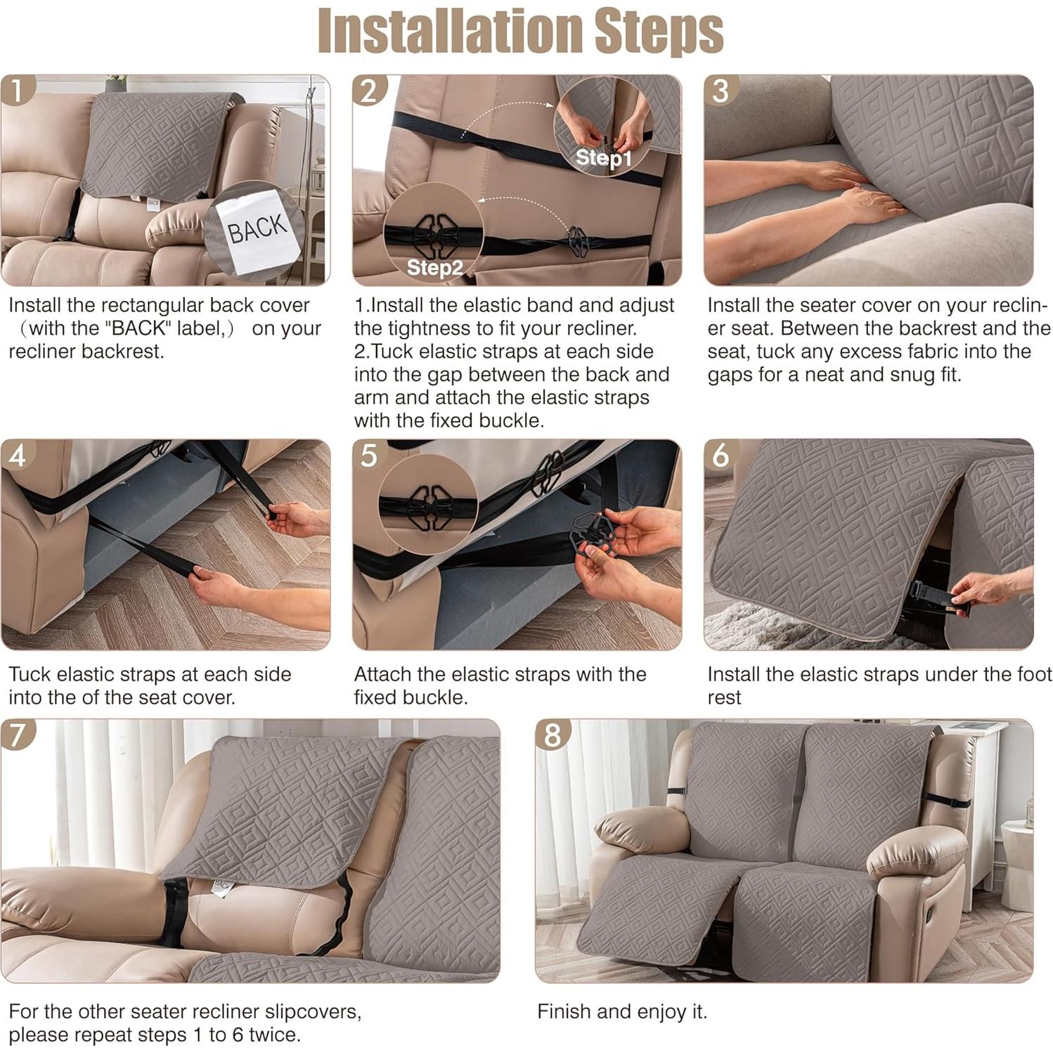 Cubierta Impermeable para Loveseat Reclinable Genina 2 Asientos Taupe