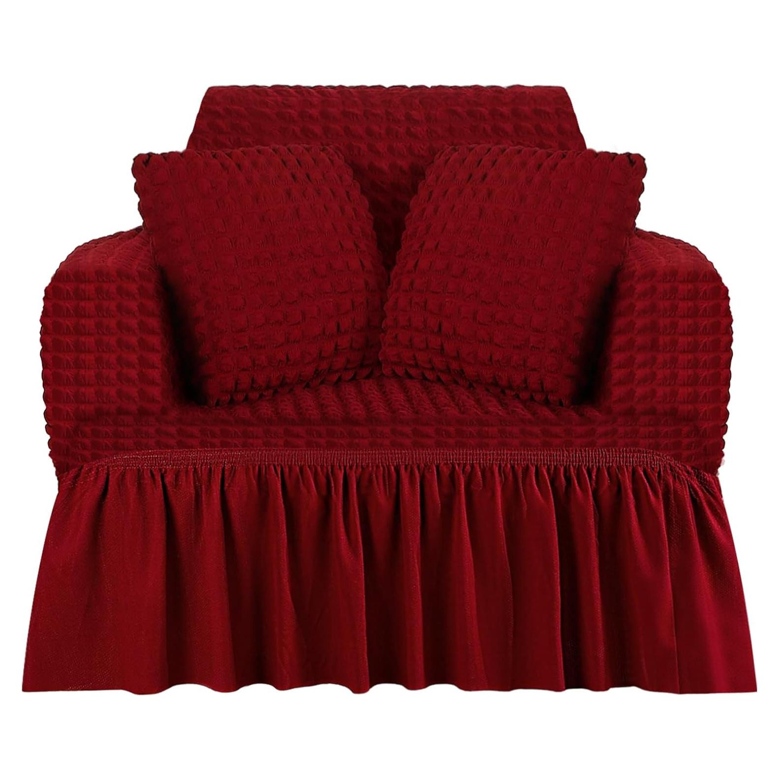 Set Funda de Sofá y Almohadas SmoothNovelty Rojo Vino S