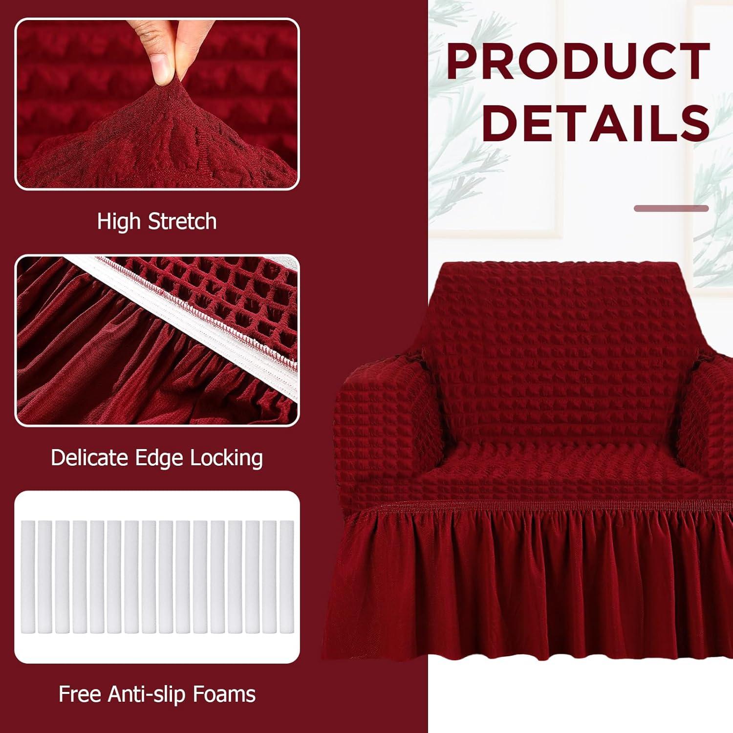 Set Funda de Sofá y Almohadas SmoothNovelty Rojo Vino S