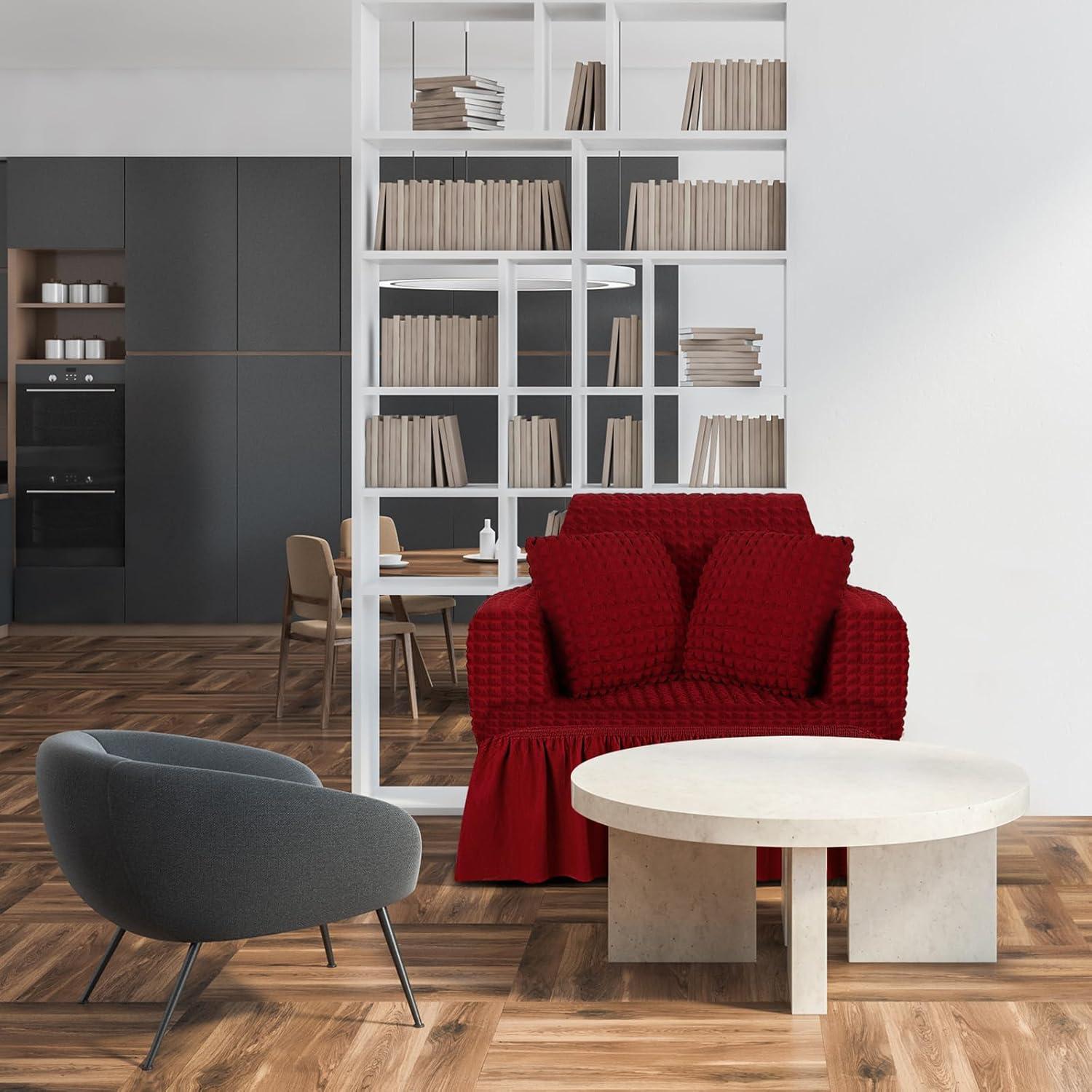 Set Funda de Sofá y Almohadas SmoothNovelty Rojo Vino S