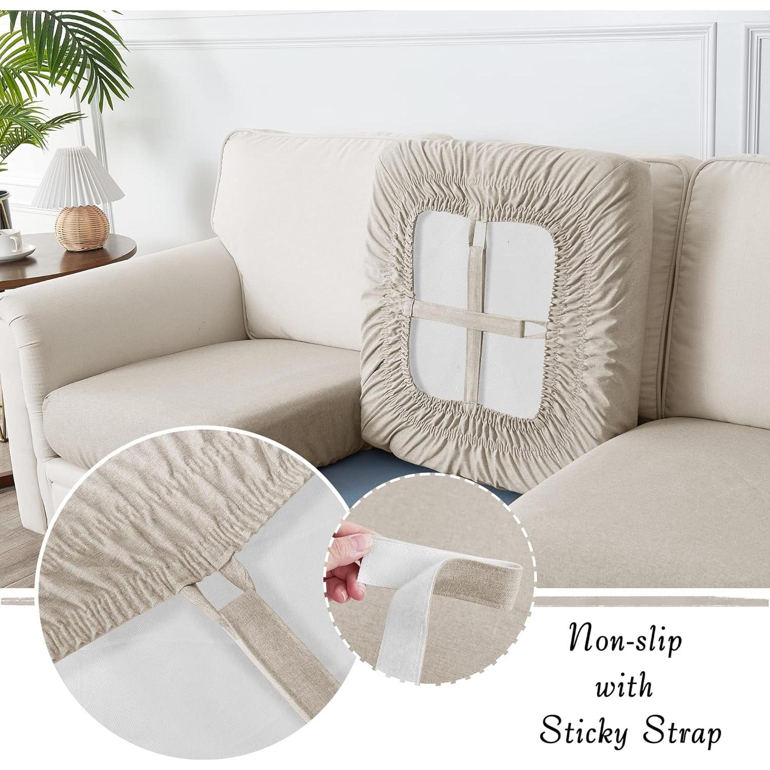 Fundas de Cojín StangH Lino Taupe 3 Piezas Antideslizantes