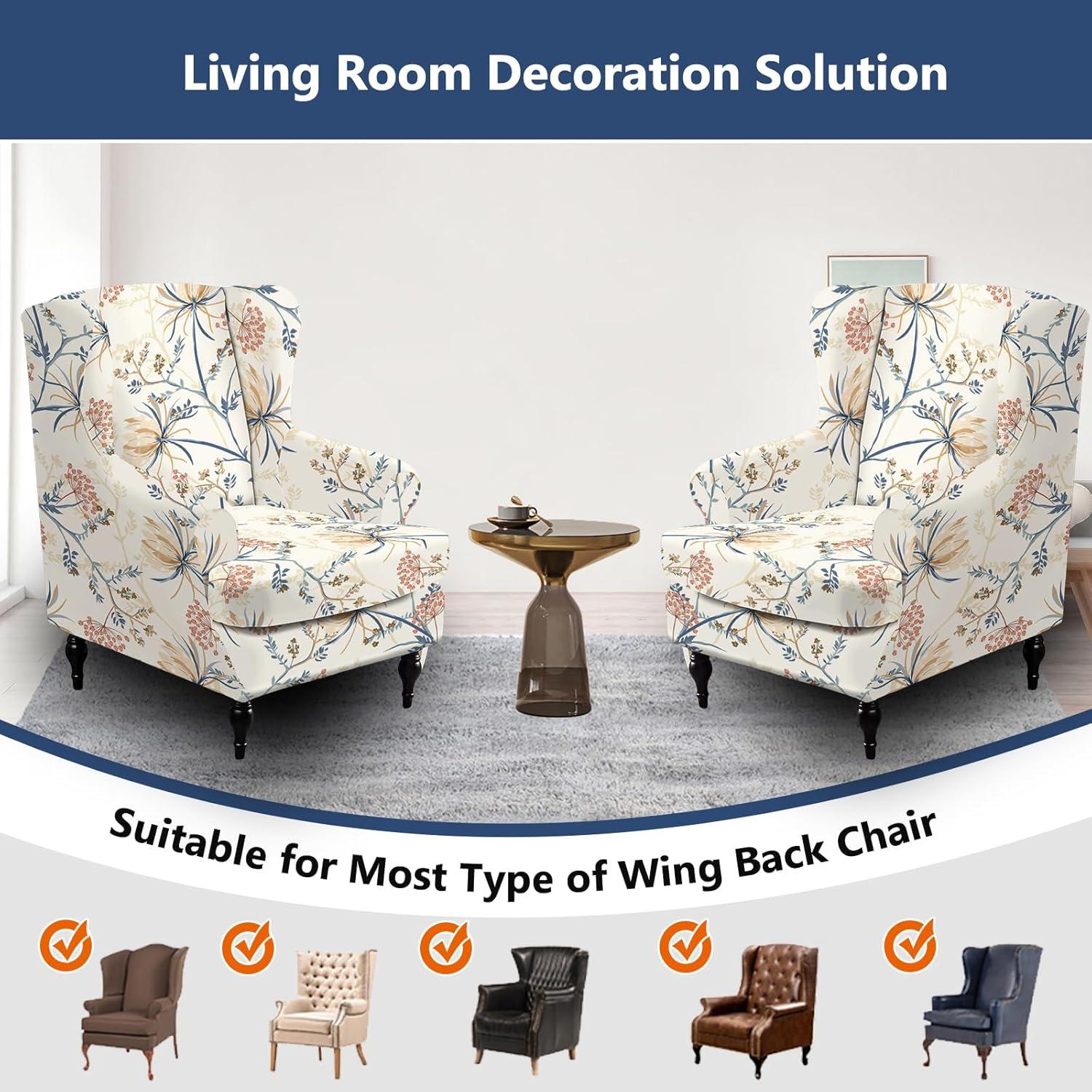 Funda de Sillón NILUOH 2 Piezas Floral Alta Resistencia