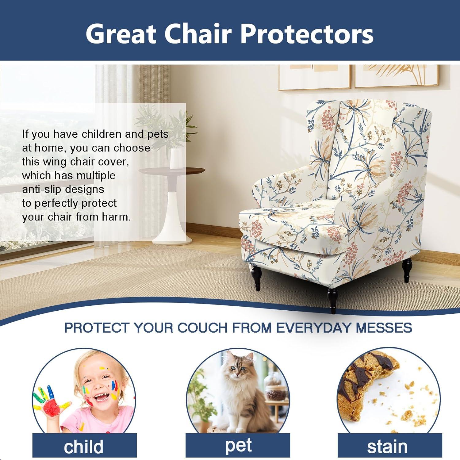 Funda de Sillón NILUOH 2 Piezas Floral Alta Resistencia