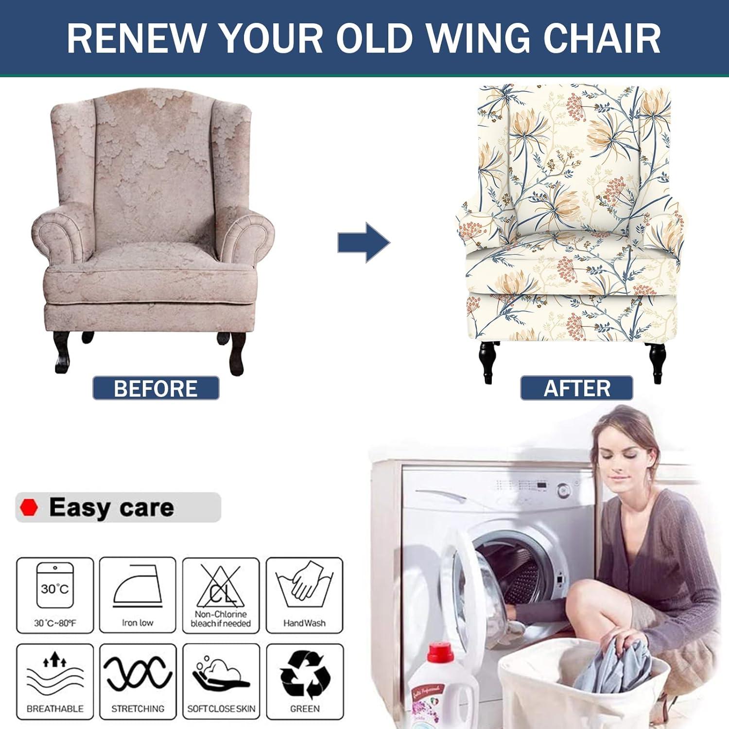 Funda de Sillón NILUOH 2 Piezas Floral Alta Resistencia