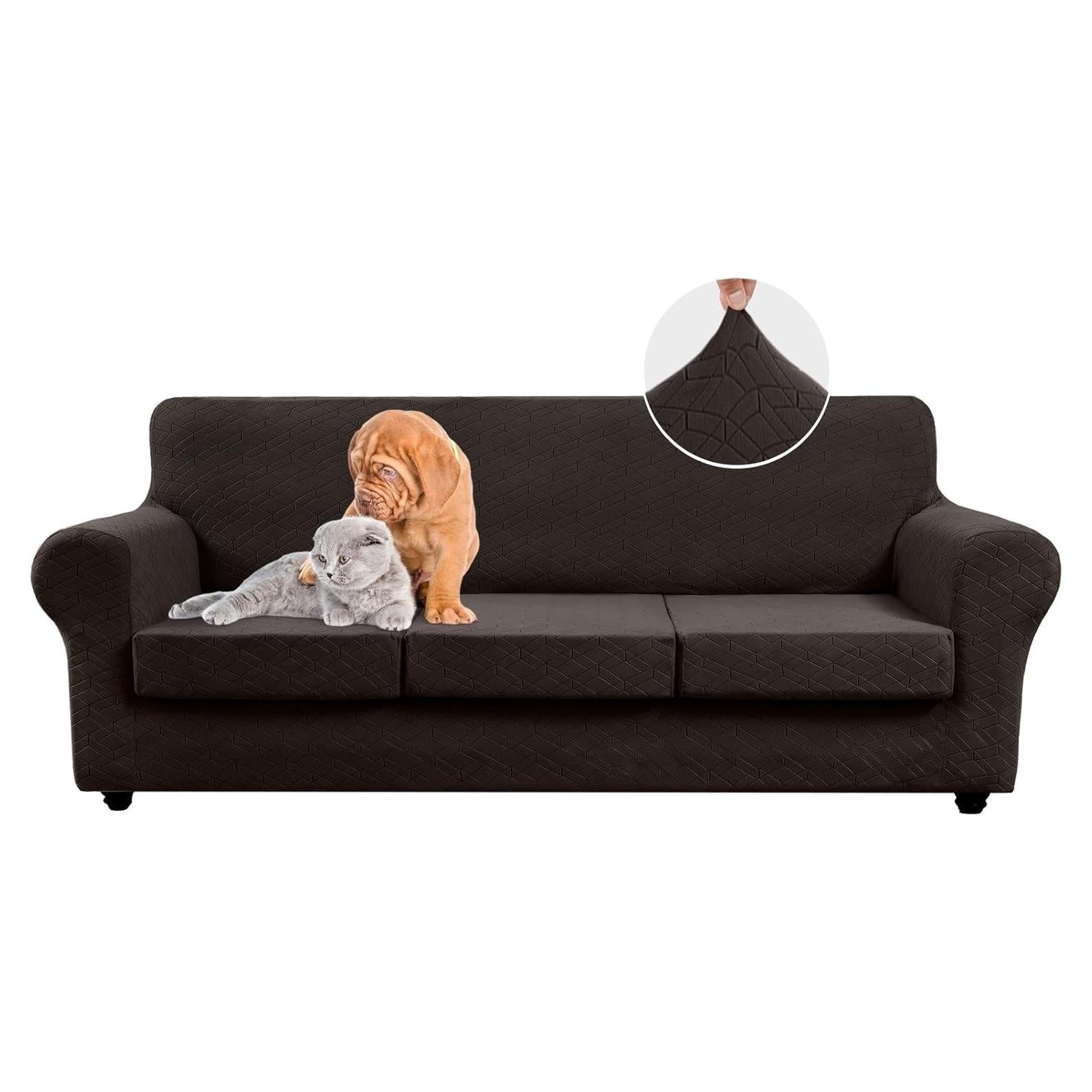 Funda de Sofá Taque Chocolate 226-261 cm 3 Cojines Lavable