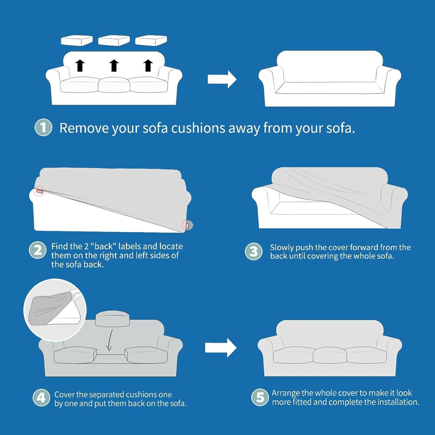 Funda de Sofá Taque Chocolate 226-261 cm 3 Cojines Lavable