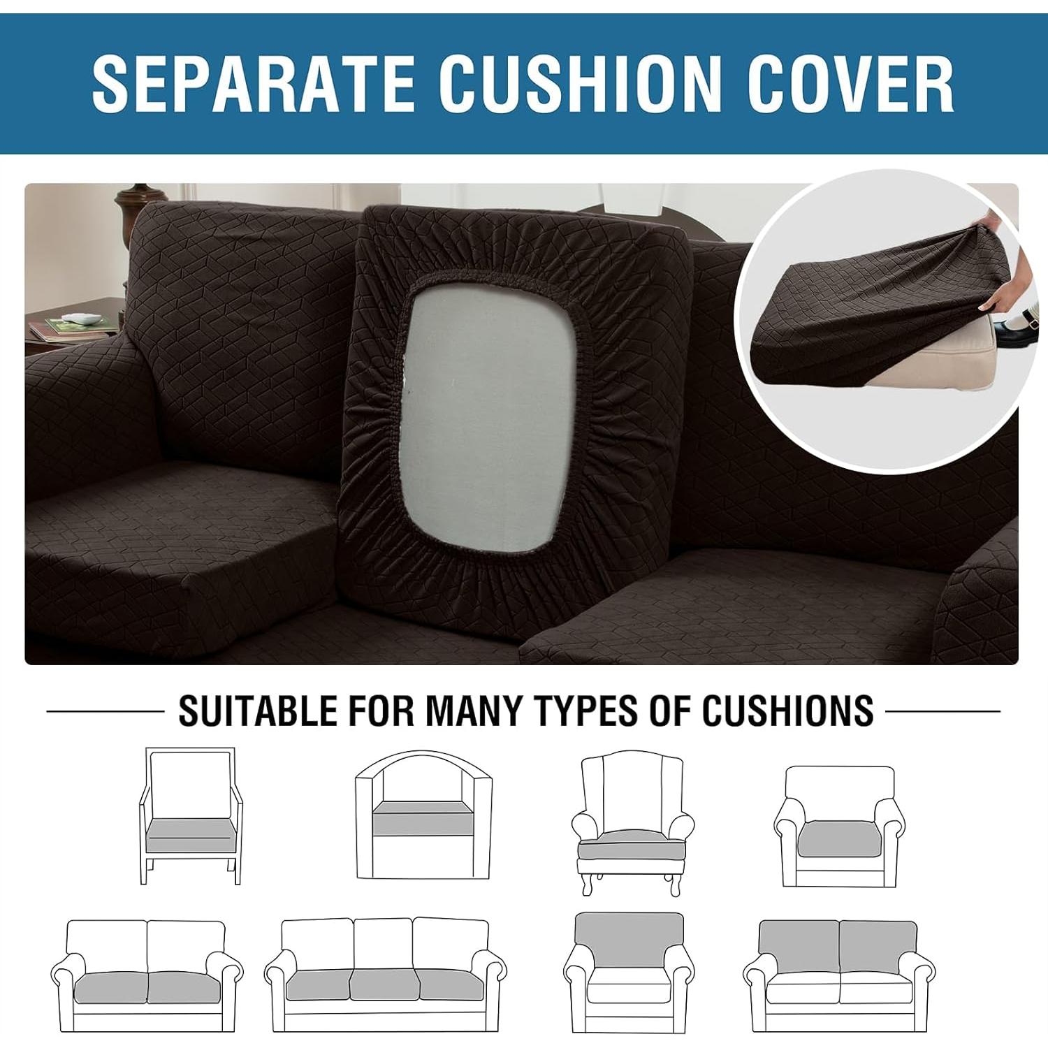 Funda de Sofá Taque Chocolate 226-261 cm 3 Cojines Lavable