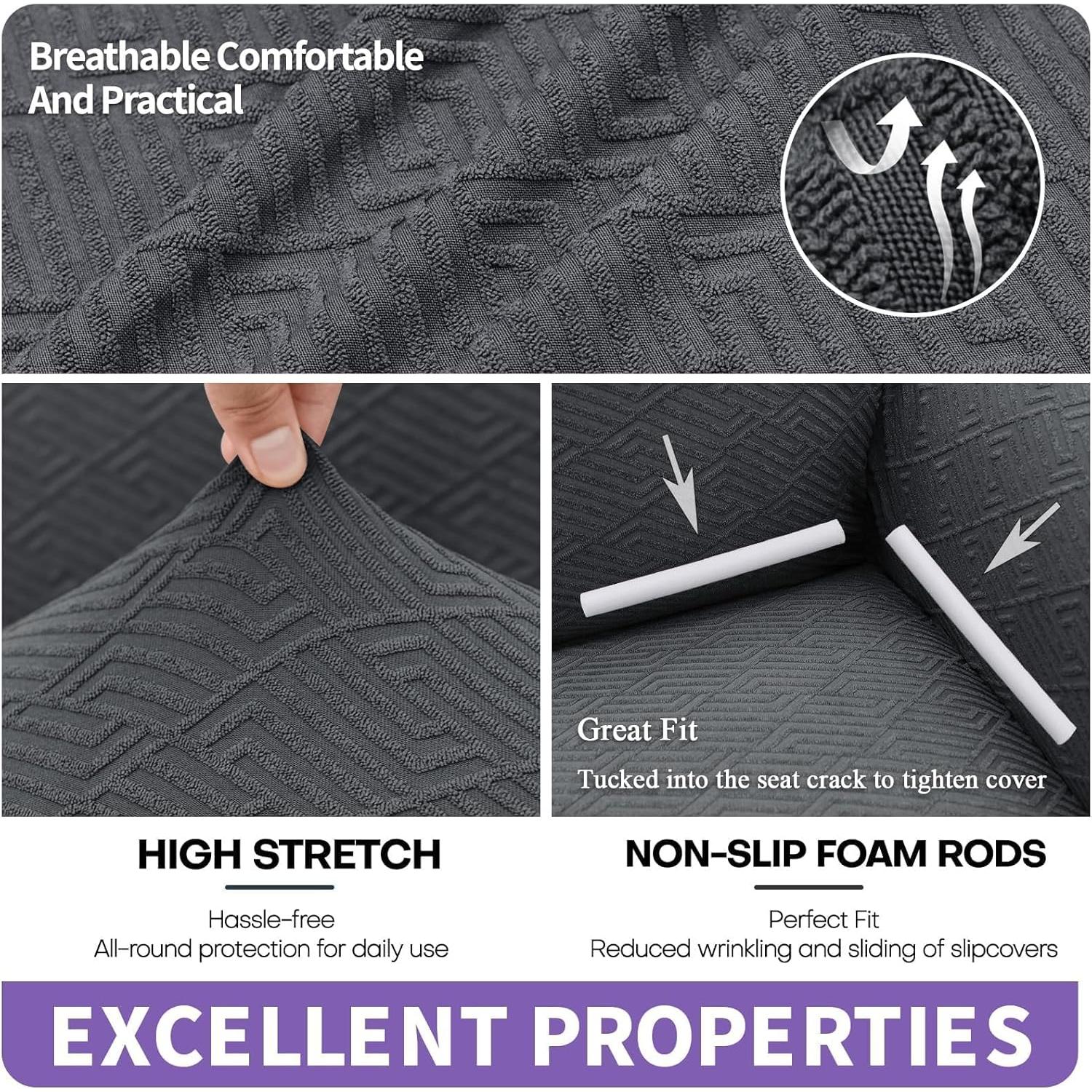 Cubierta de Sofá Seccional XINEAGE 2 Piezas Gris Antideslizante