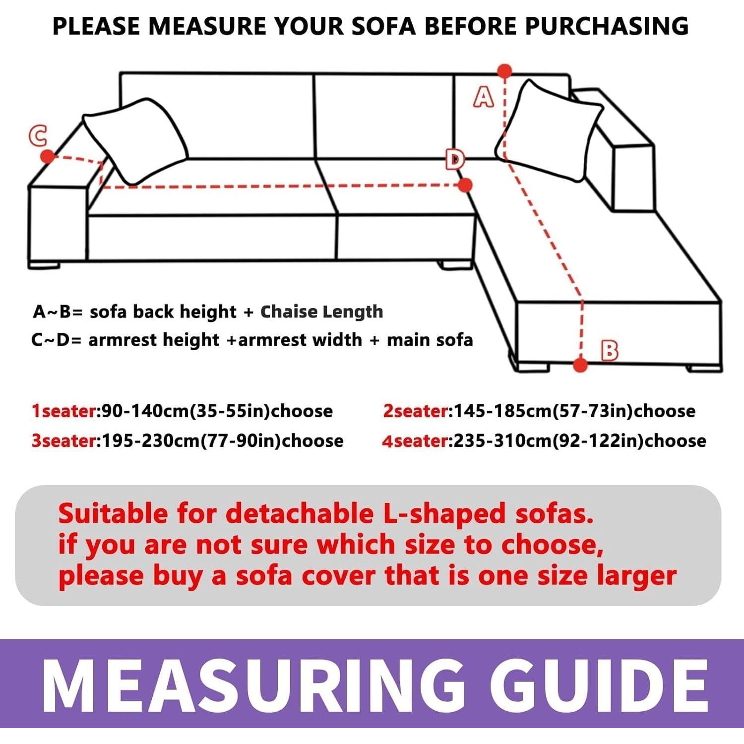 Cubierta de Sofá Seccional XINEAGE 2 Piezas Gris Antideslizante