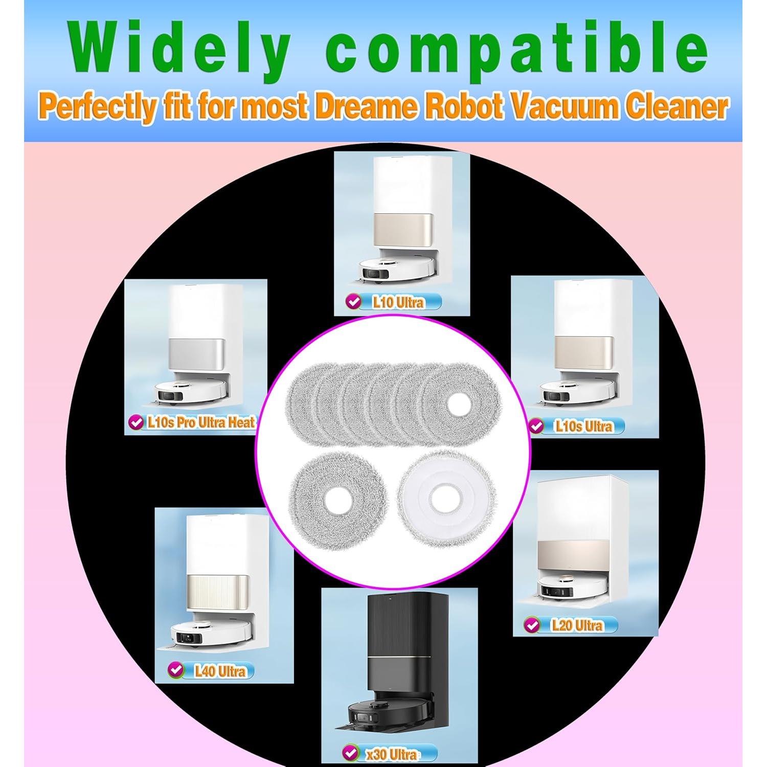 8 Almohadillas de Mopa Microfibra para Aspiradora Dreame