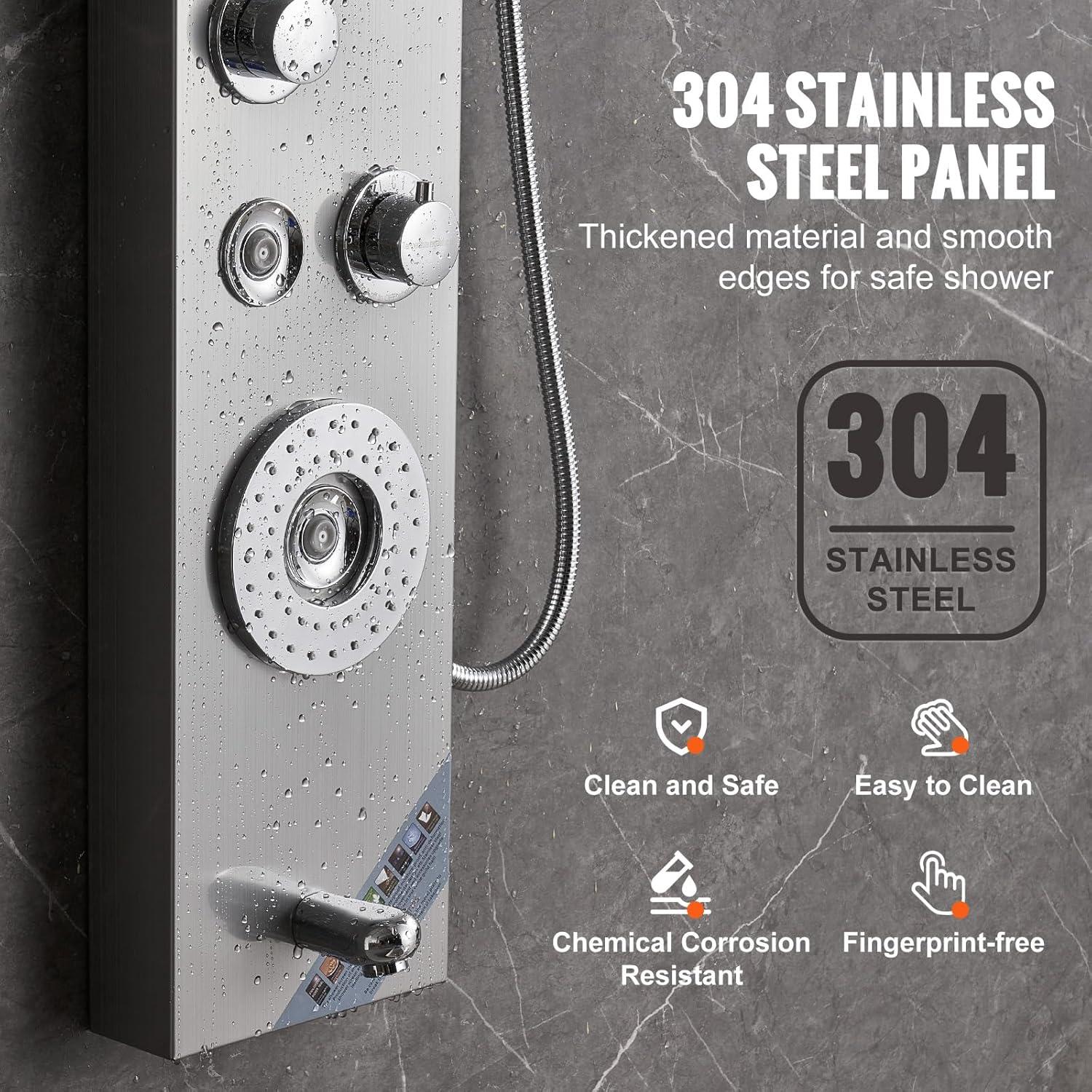 Sistema de Panel de Ducha VEVOR 6 Modos con LED y 4 Jets Masaje