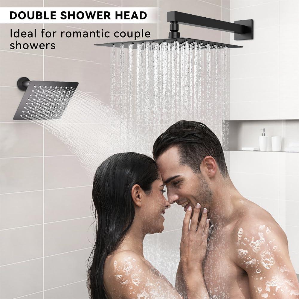 Sistema de Ducha Termostática STARBATH Negro Mate 12" y 6"