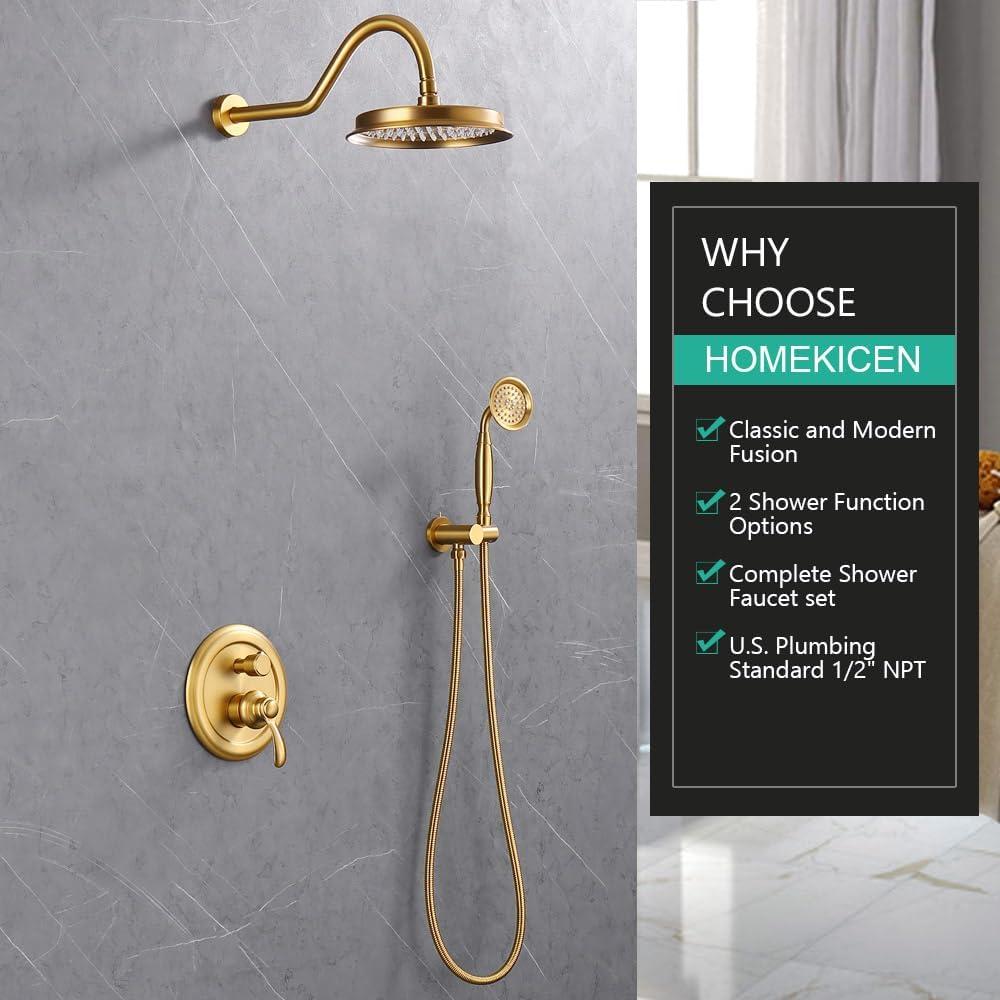 Grifo de Ducha Completo Homekicen Oro Cepillado 9" (22.86 cm)