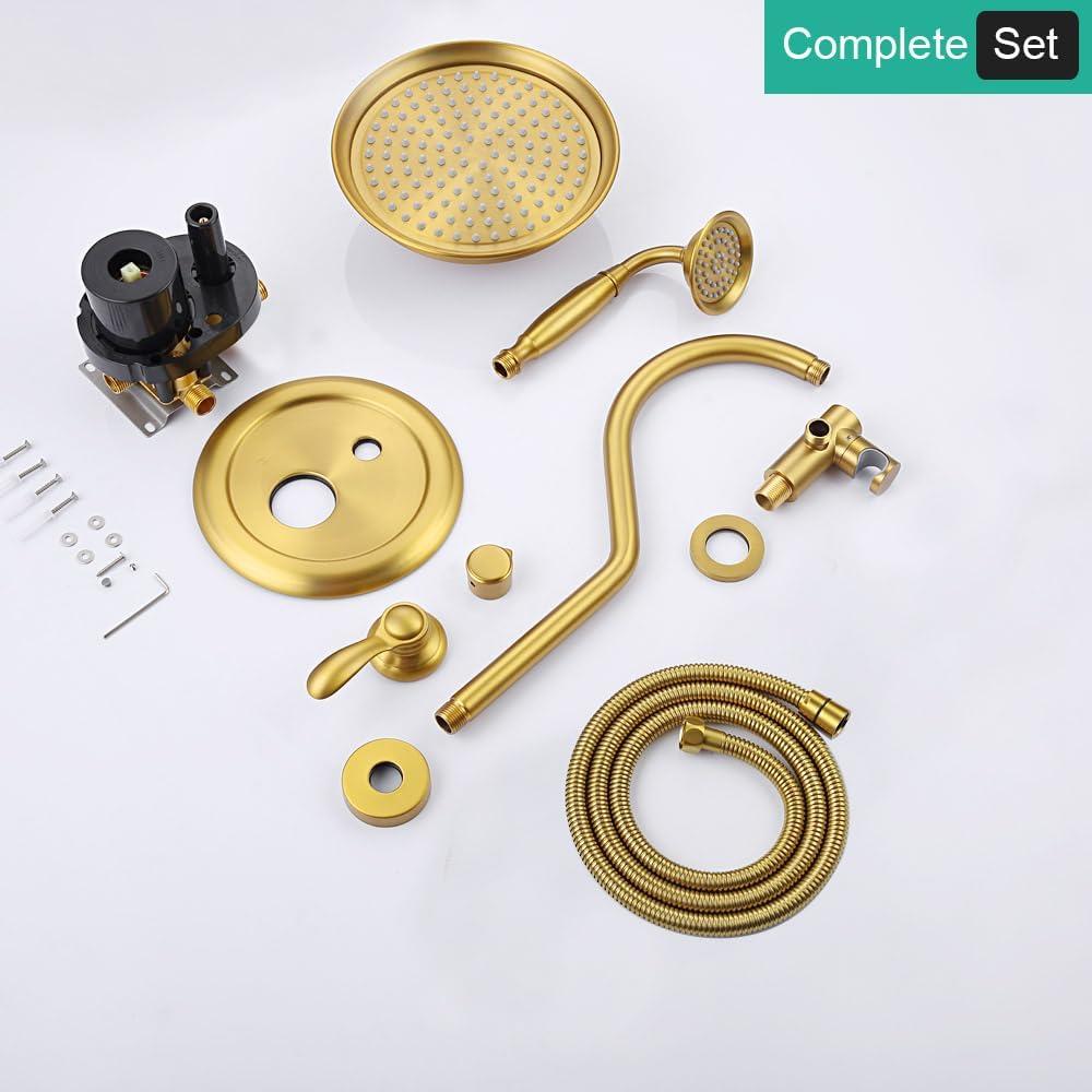 Grifo de Ducha Completo Homekicen Oro Cepillado 9" (22.86 cm)