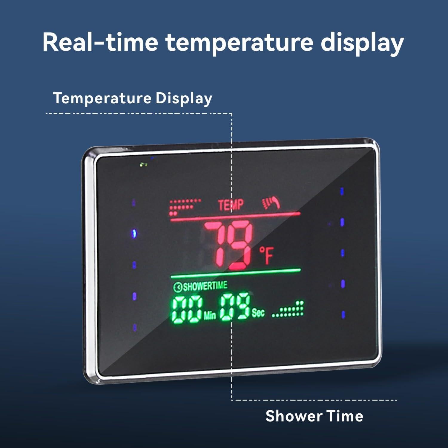 Panel de Ducha LED ELLO&ALLO con Estante y Masaje, Acero Inoxidable