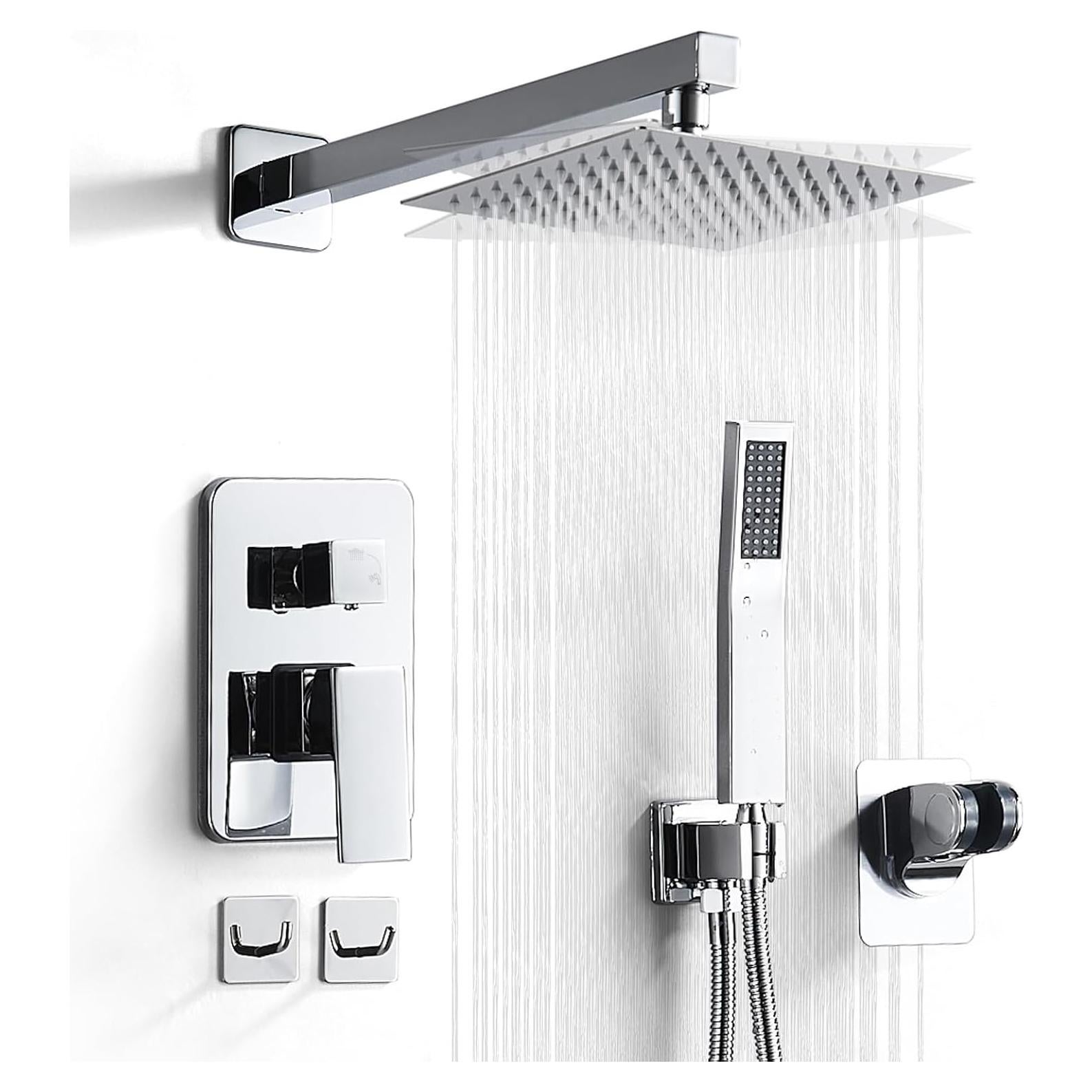 Sistema de Ducha de Lluvia RTTWYYUU 8 Pulgadas Cromo Montaje en Pared