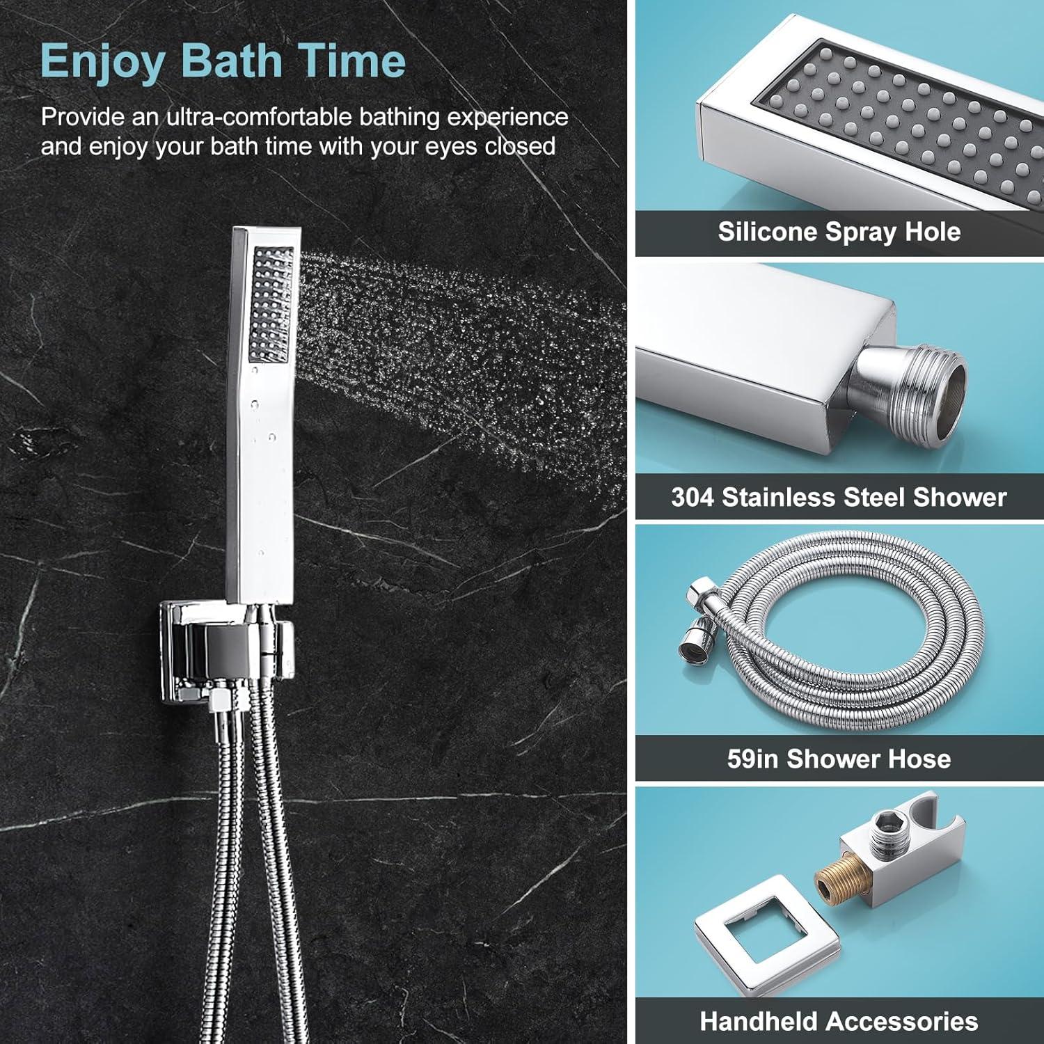 Sistema de Ducha de Lluvia RTTWYYUU 8 Pulgadas Cromo Montaje en Pared