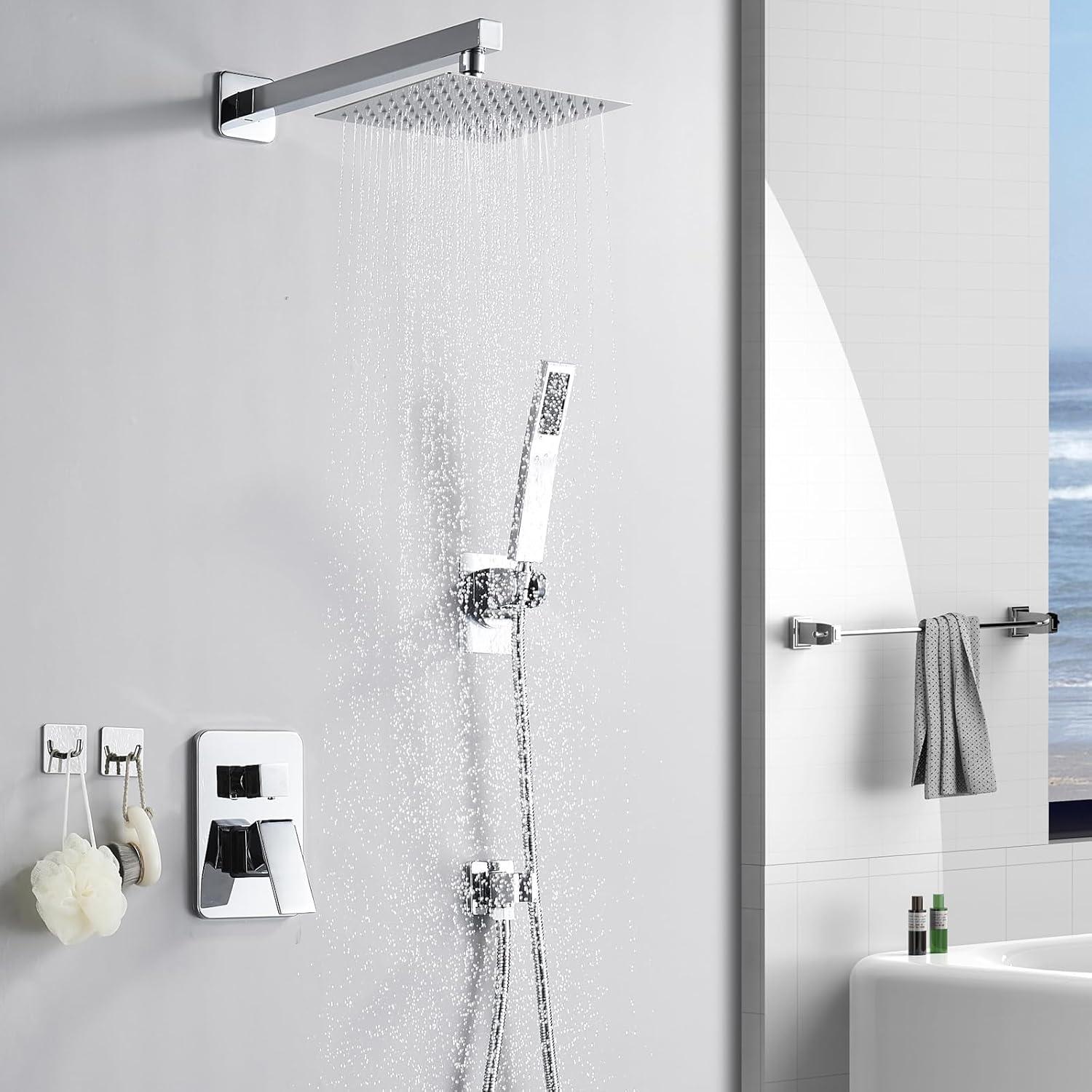 Sistema de Ducha de Lluvia RTTWYYUU 8 Pulgadas Cromo Montaje en Pared