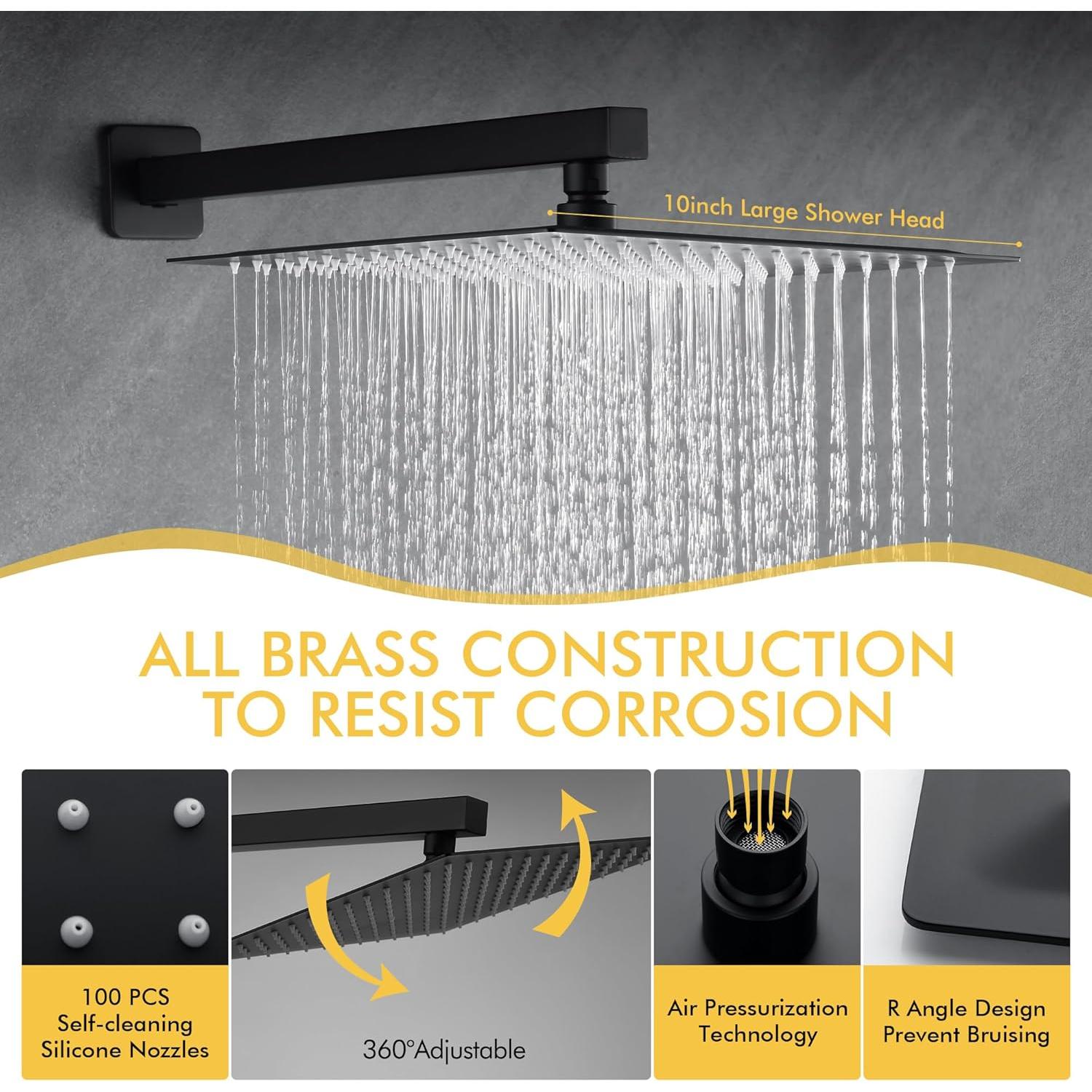 Conjunto de Ducha Fransiton 10" Negro Mate Acero Inoxidable