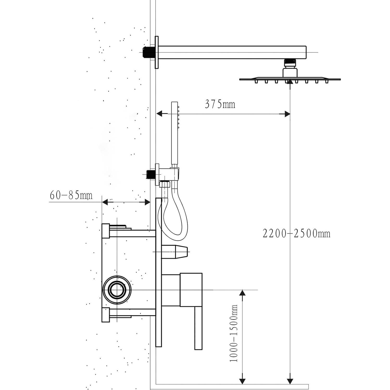 Conjunto de Ducha Fransiton 10" Negro Mate Acero Inoxidable