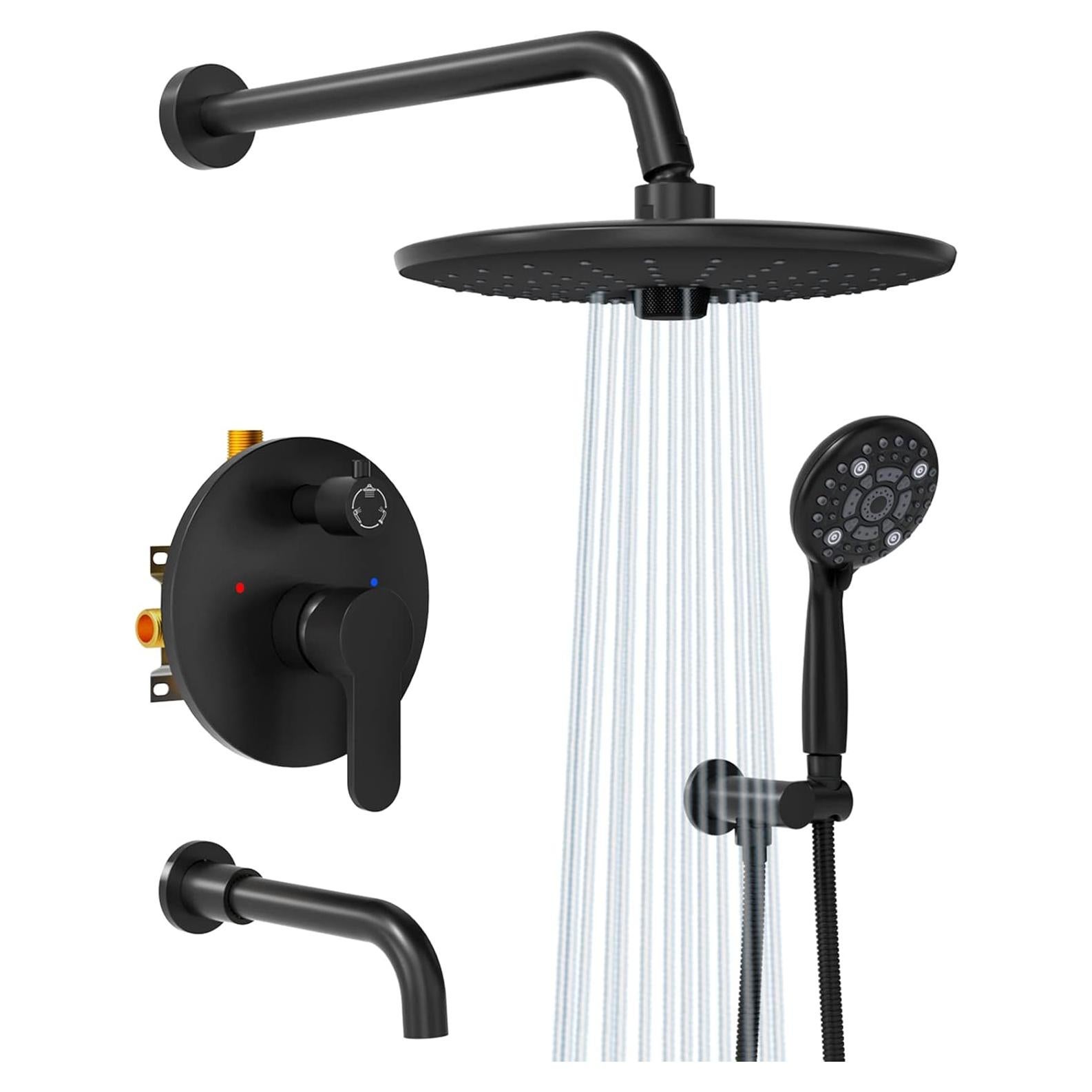 Sistema de Ducha Montado en Pared SR SUN RISE 10" Negro Mate