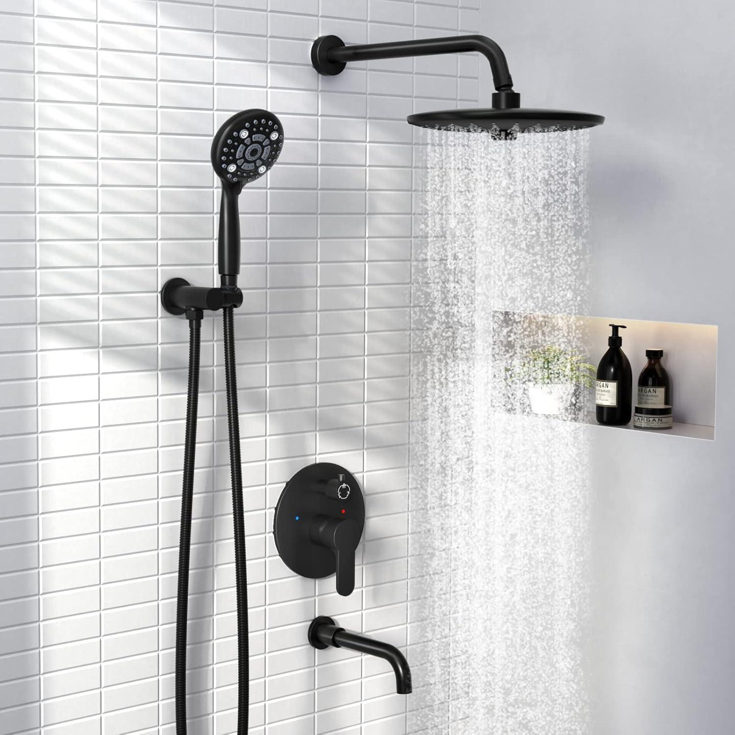 Sistema de Ducha Montado en Pared SR SUN RISE 10" Negro Mate