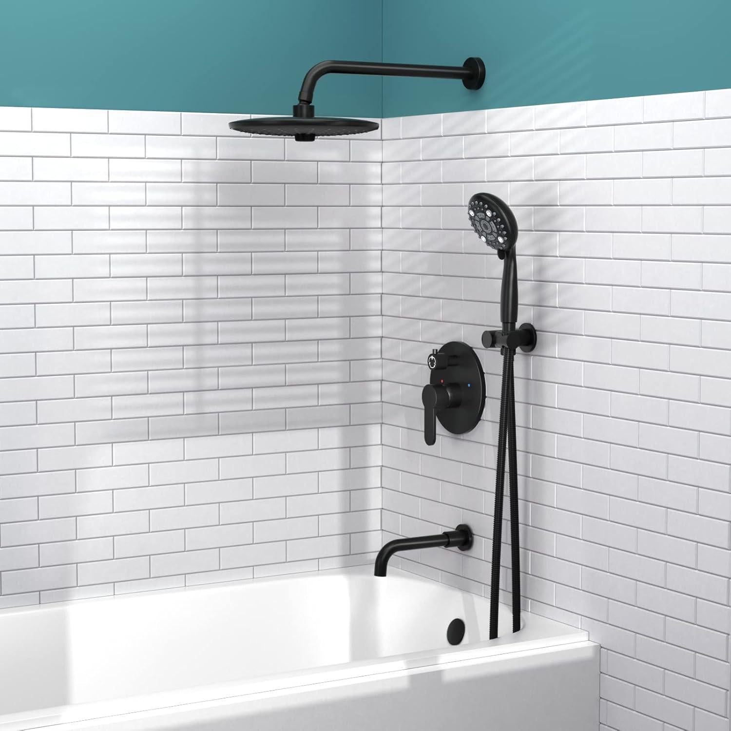 Sistema de Ducha Montado en Pared SR SUN RISE 10" Negro Mate