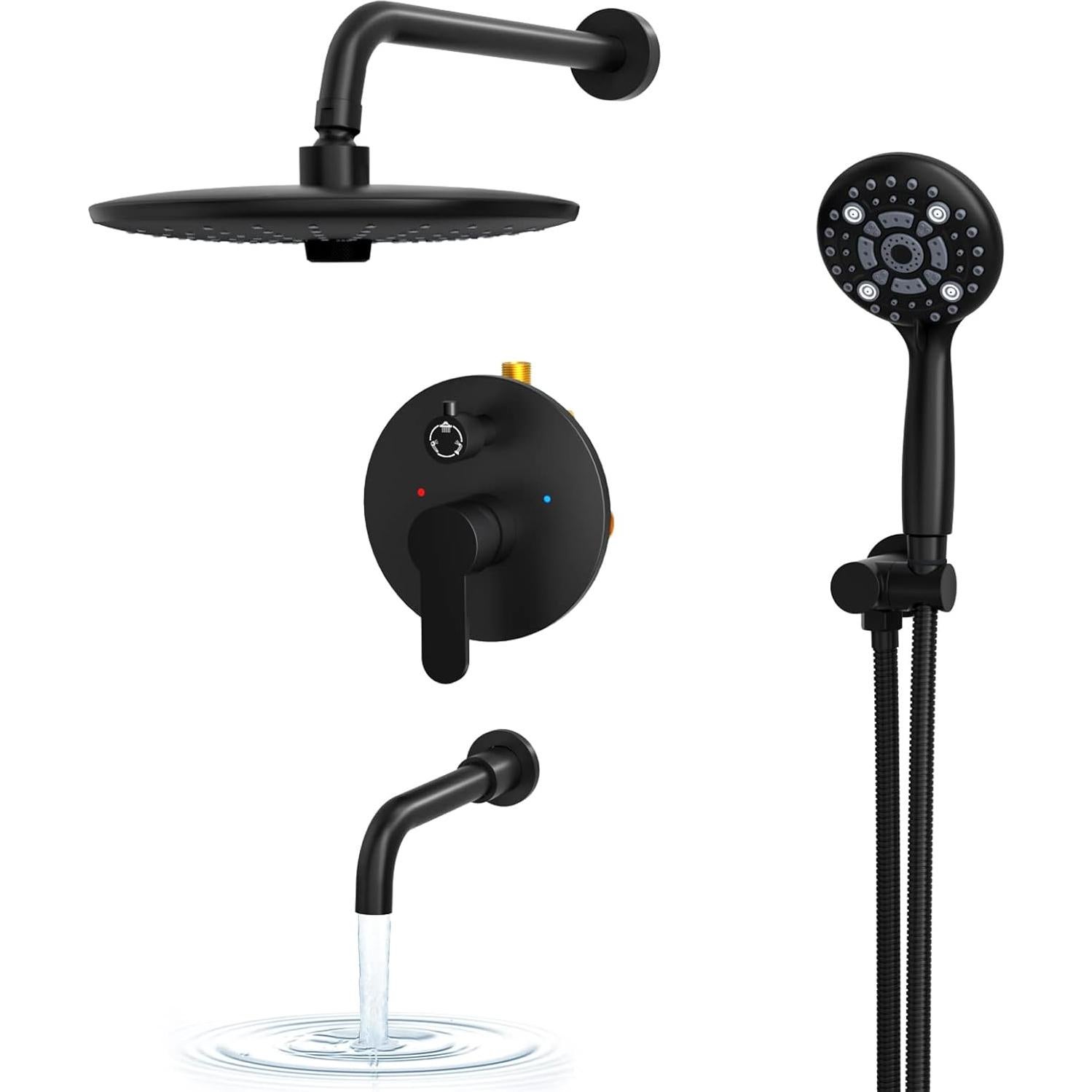 Sistema de Ducha Montado en Pared SR SUN RISE 10" Negro Mate