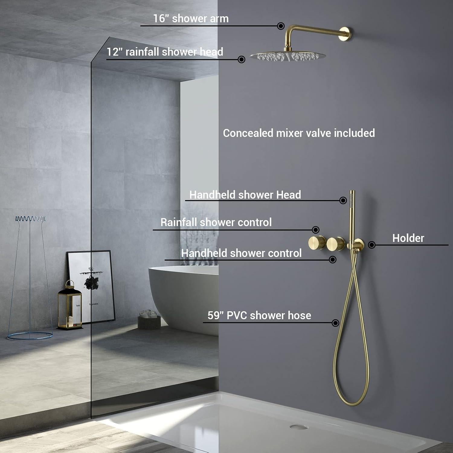 Sistema de Ducha de Lluvia TRUSTMI 30 cm Oro Cepillado