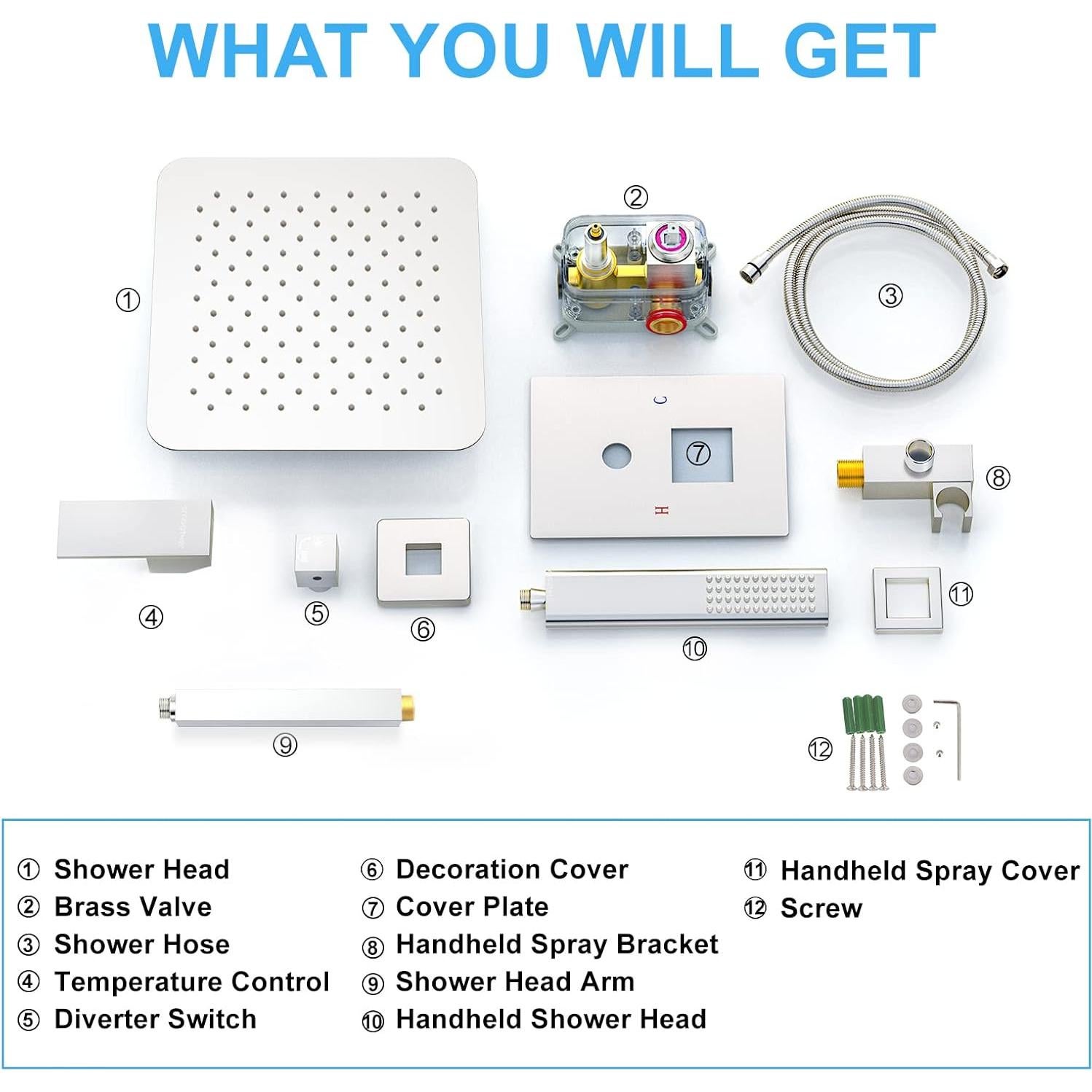 Sistema de Ducha EMBATHER Cromo Pulido 10 Pulgadas Alta Presión