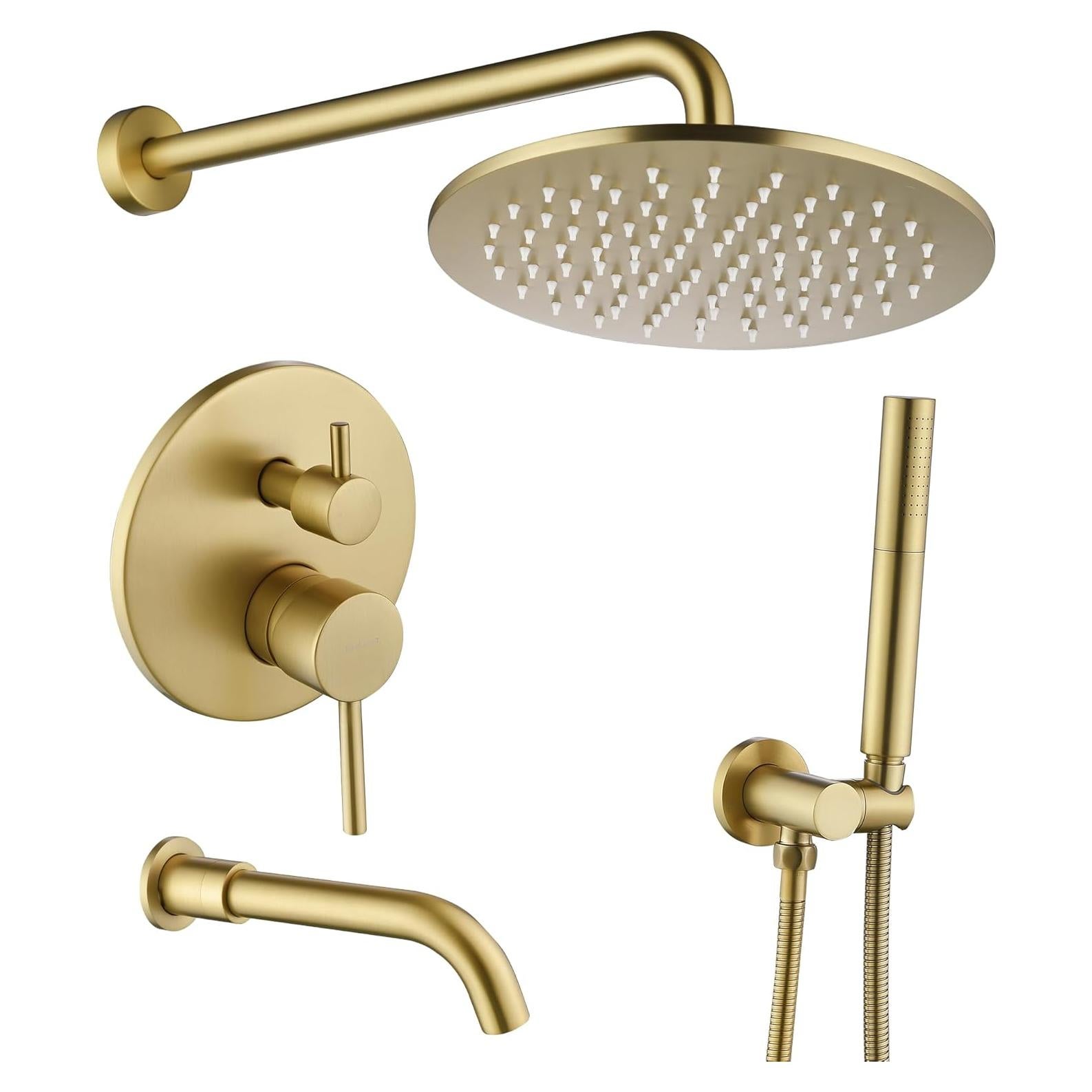 Sistema de Ducha de Lluvia Tomfaucet Oro Cepillado 3 Funciones