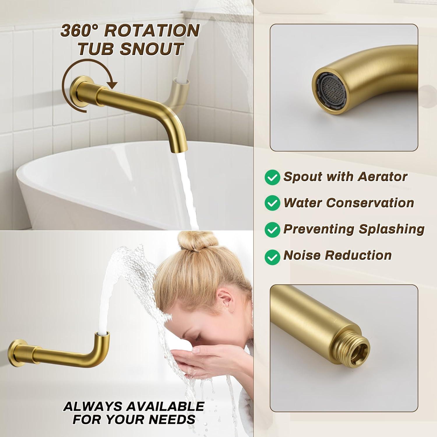 Sistema de Ducha de Lluvia Tomfaucet Oro Cepillado 3 Funciones