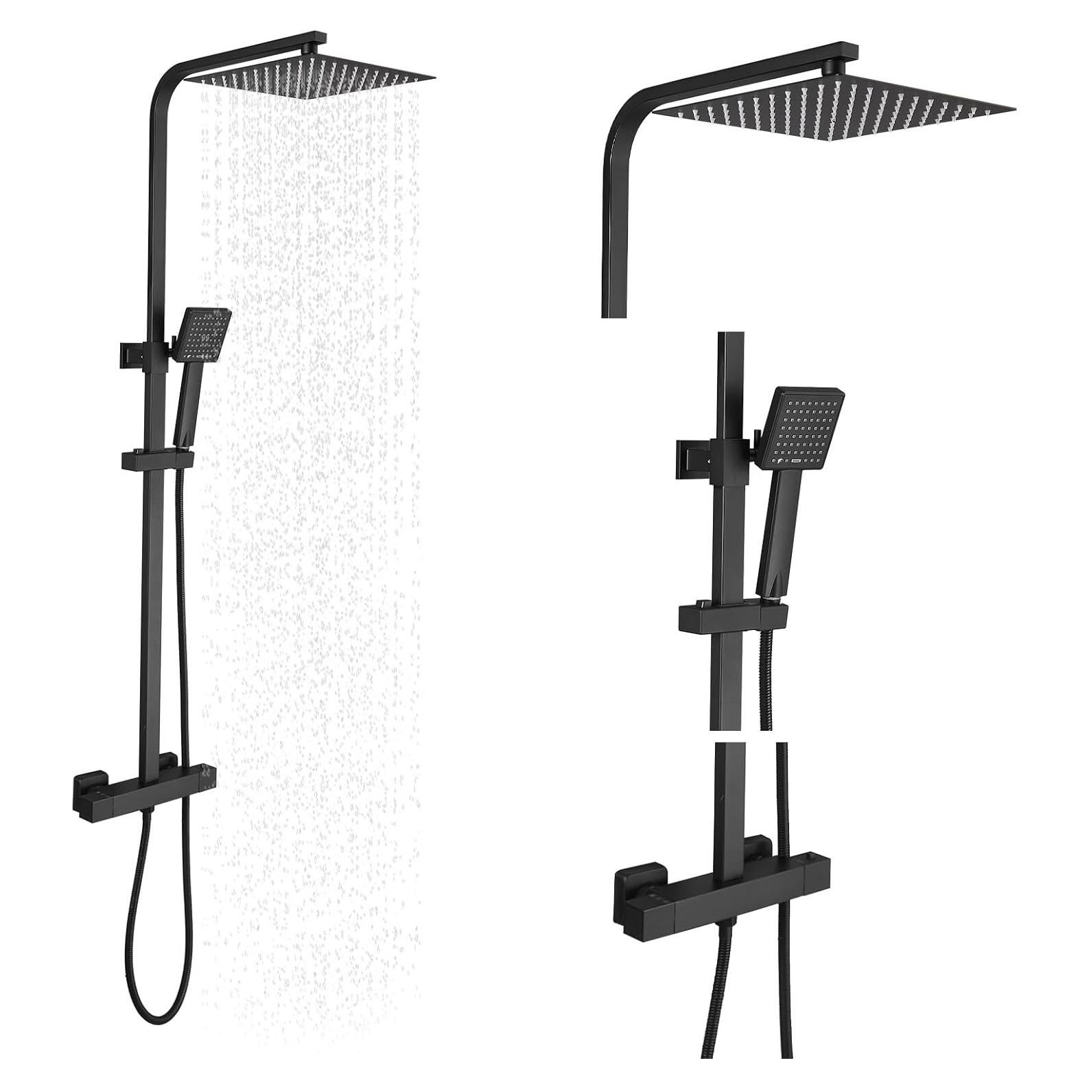 Kit de Ducha Exterior BWE 10 Pulgadas Negro Mate Doble Función