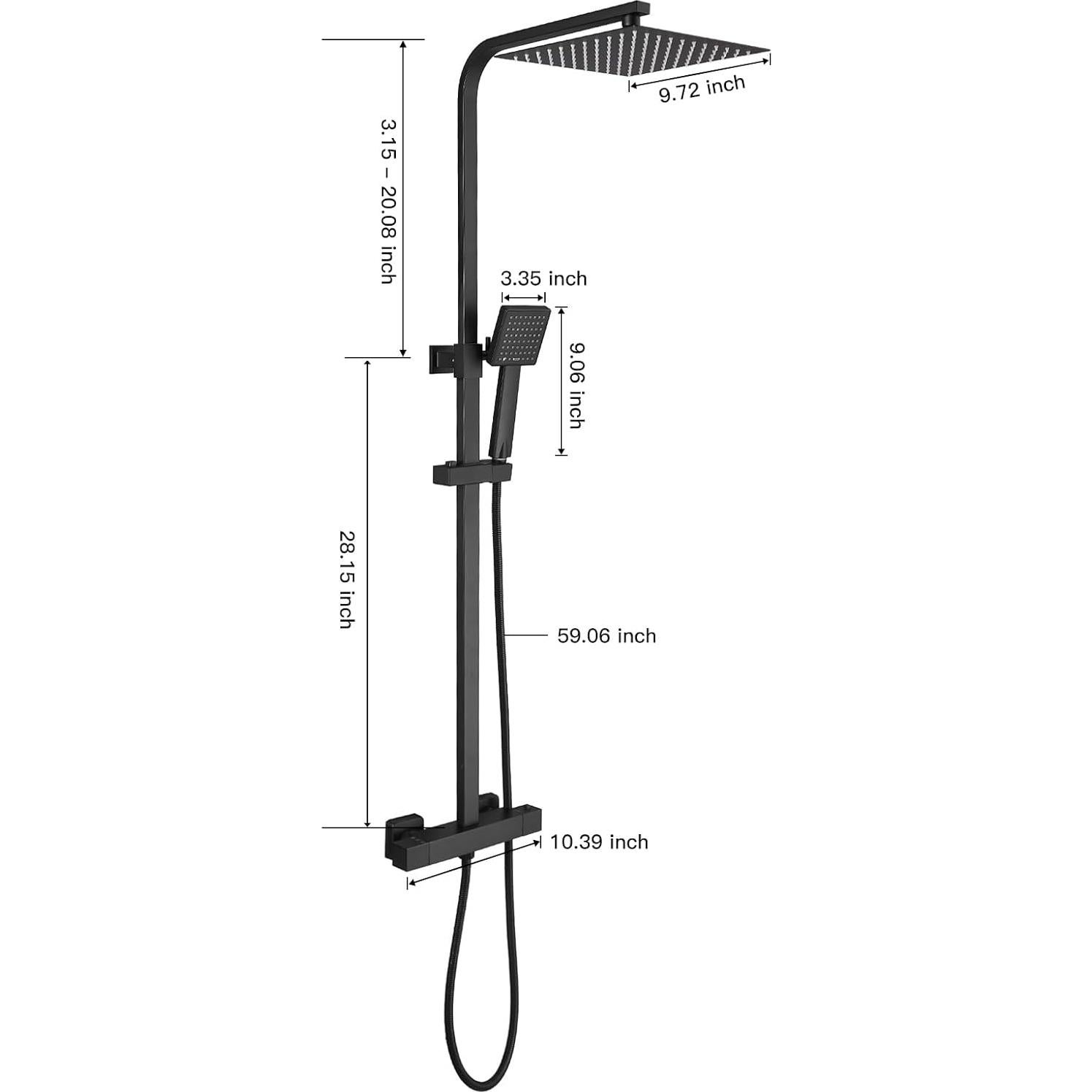 Kit de Ducha Exterior BWE 10 Pulgadas Negro Mate Doble Función