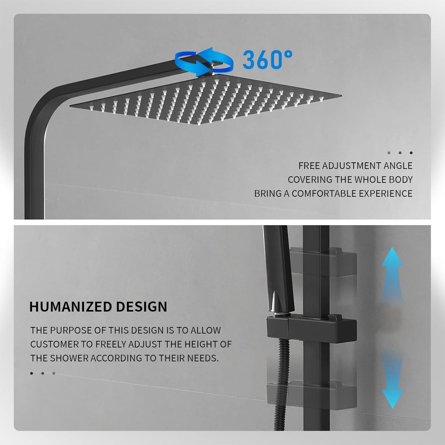 Kit de Ducha Exterior BWE 10 Pulgadas Negro Mate Doble Función