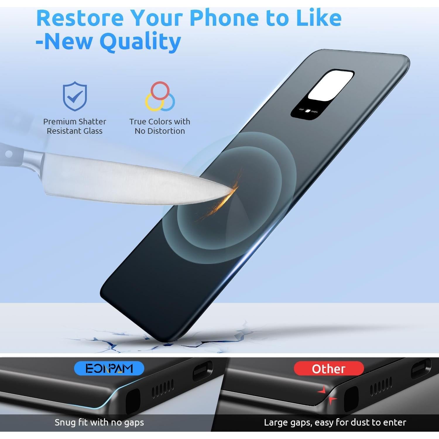 Reemplazo Cristal Trasero Xiaomi Redmi Note 9 Pro Azul