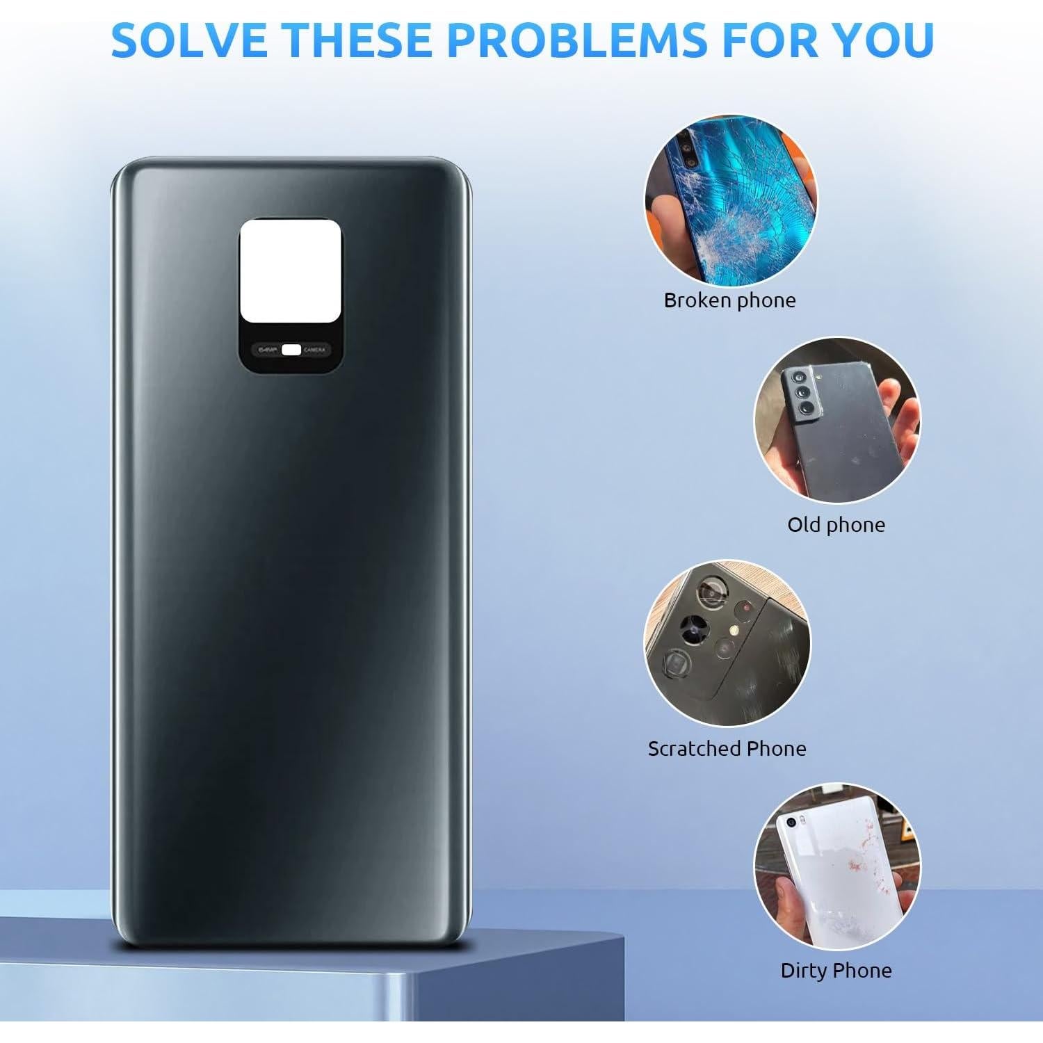 Reemplazo Cristal Trasero Xiaomi Redmi Note 9 Pro Azul