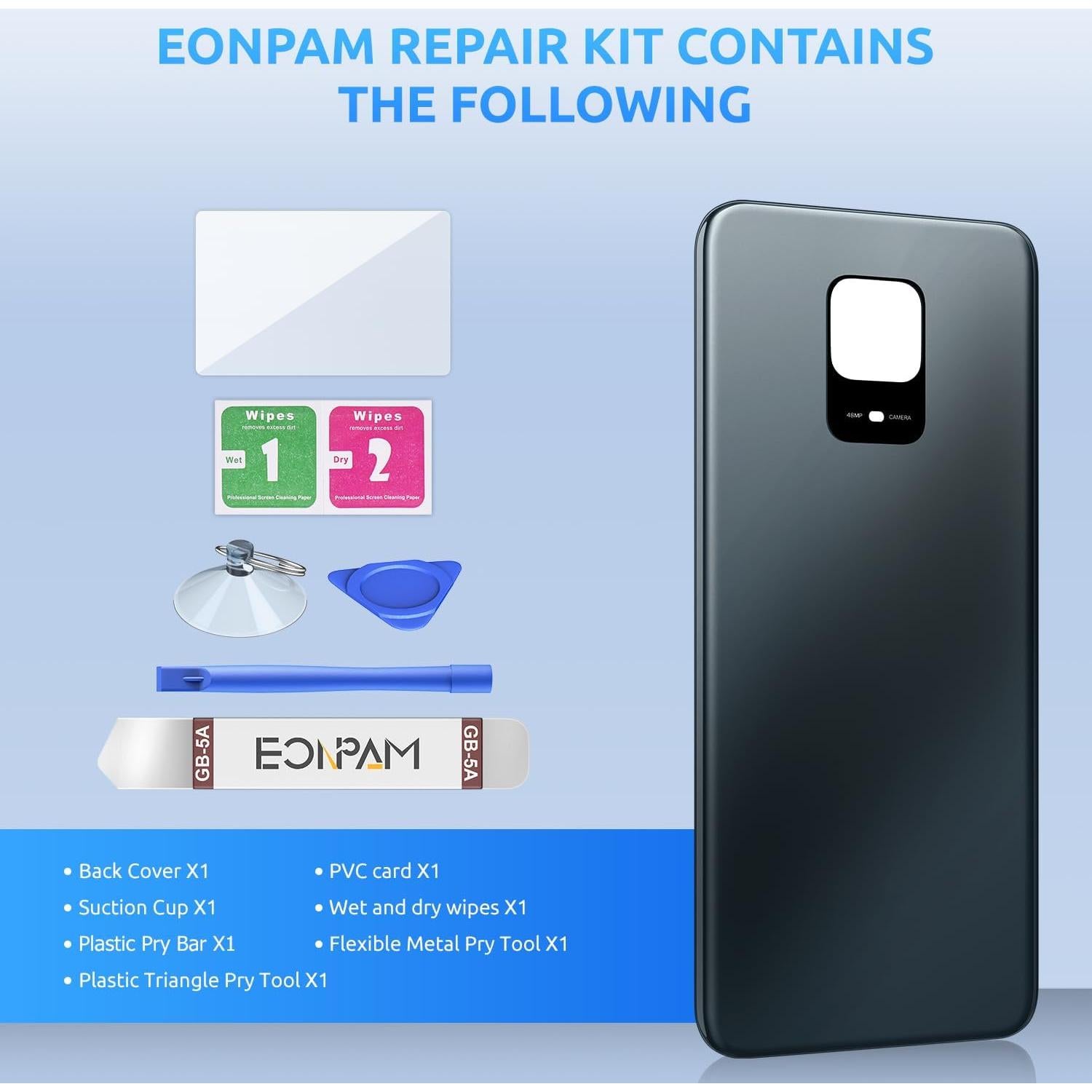 Reemplazo Cristal Trasero Xiaomi Redmi Note 9 Pro Azul