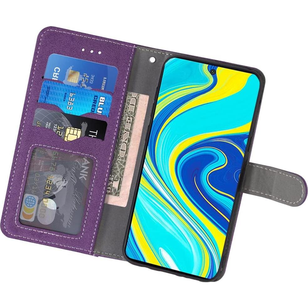 Funda Plegable Asuwish para Xiaomi Redmi Note 9S/Poco M2 Pro con Protector de Pantalla y Tarjetero