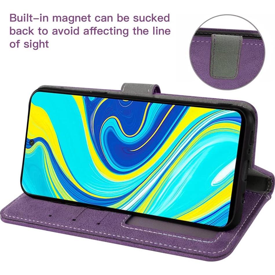 Funda Plegable Asuwish para Xiaomi Redmi Note 9S/Poco M2 Pro con Protector de Pantalla y Tarjetero