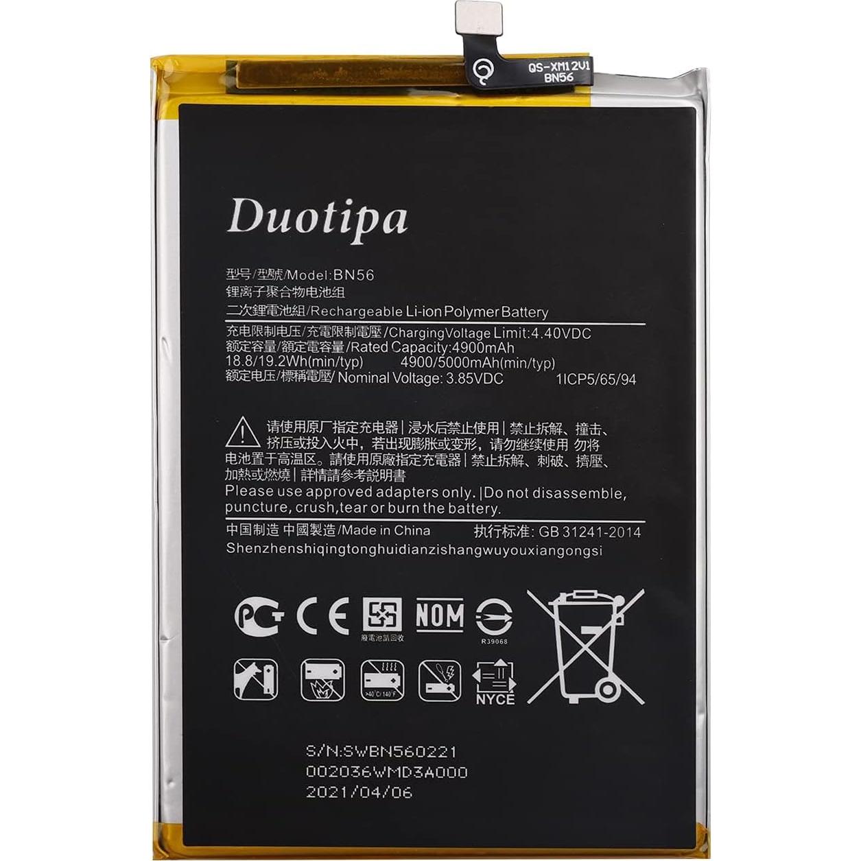 Batería Duotipa BN56 4900mAh para Redmi 9A 9C Poco M2 Pro
