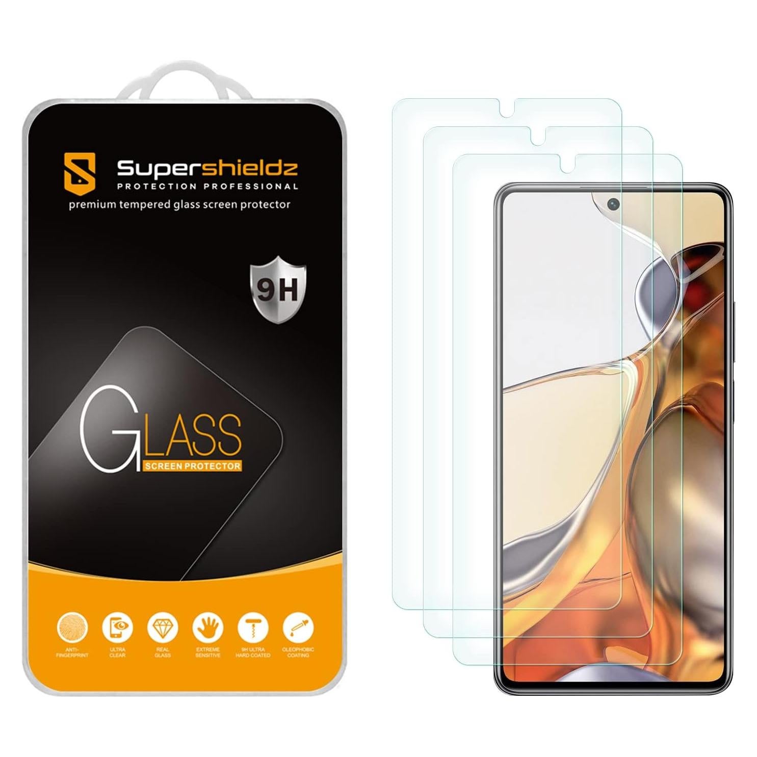 Protector de Pantalla Vidrio Templado Supershieldz para Xiaomi 11T 5G y 11T Pro 5G - 3 Paquetes