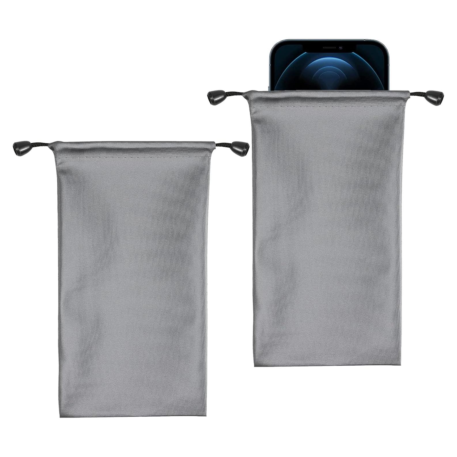 2 Pack Cell Phone Sleeves Phone Pouch Bag with Drawstring Closure Compatible for iPhone 16 Pro Max Galaxy S25 Ultra S24 FE A55 A35 A25 A16 A15 Moto G Stylus Edge Pixel 9 Pro OnePlus 13 Open