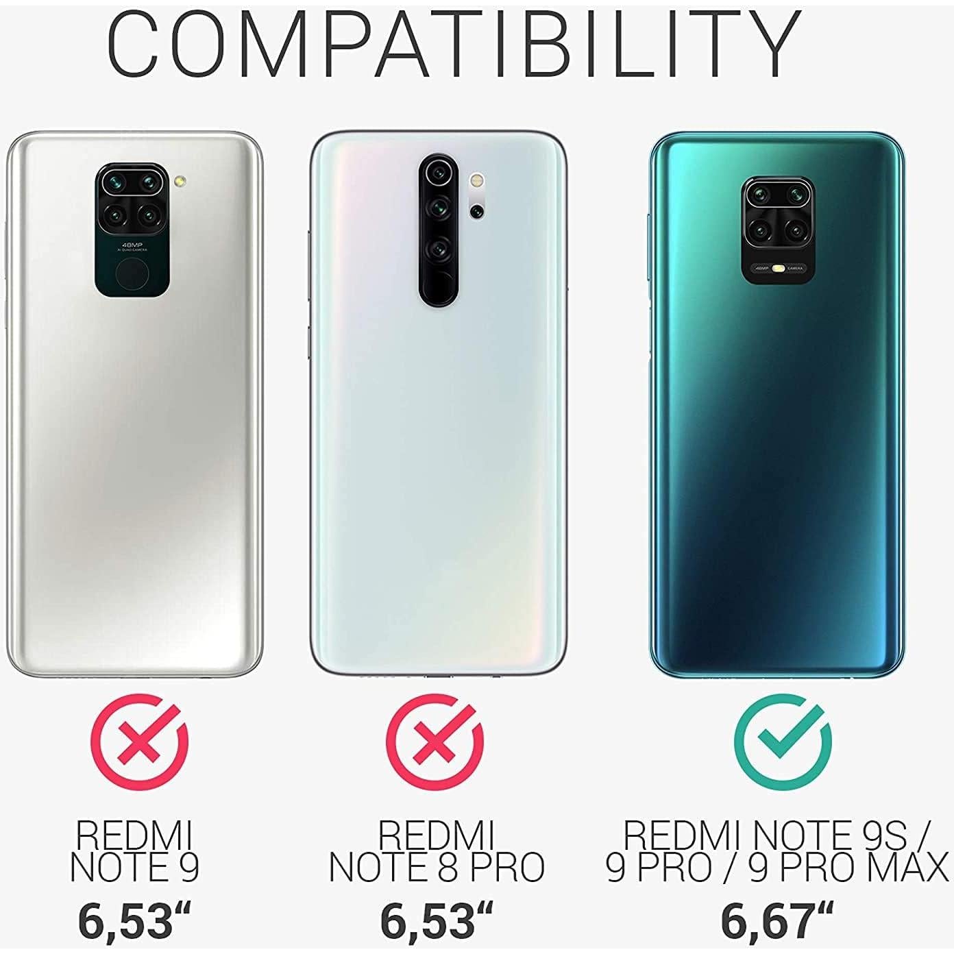 Funda Xiaomi Redmi Note 9 Pro/S 6.67" con 3 Protectores Vidrio Templado