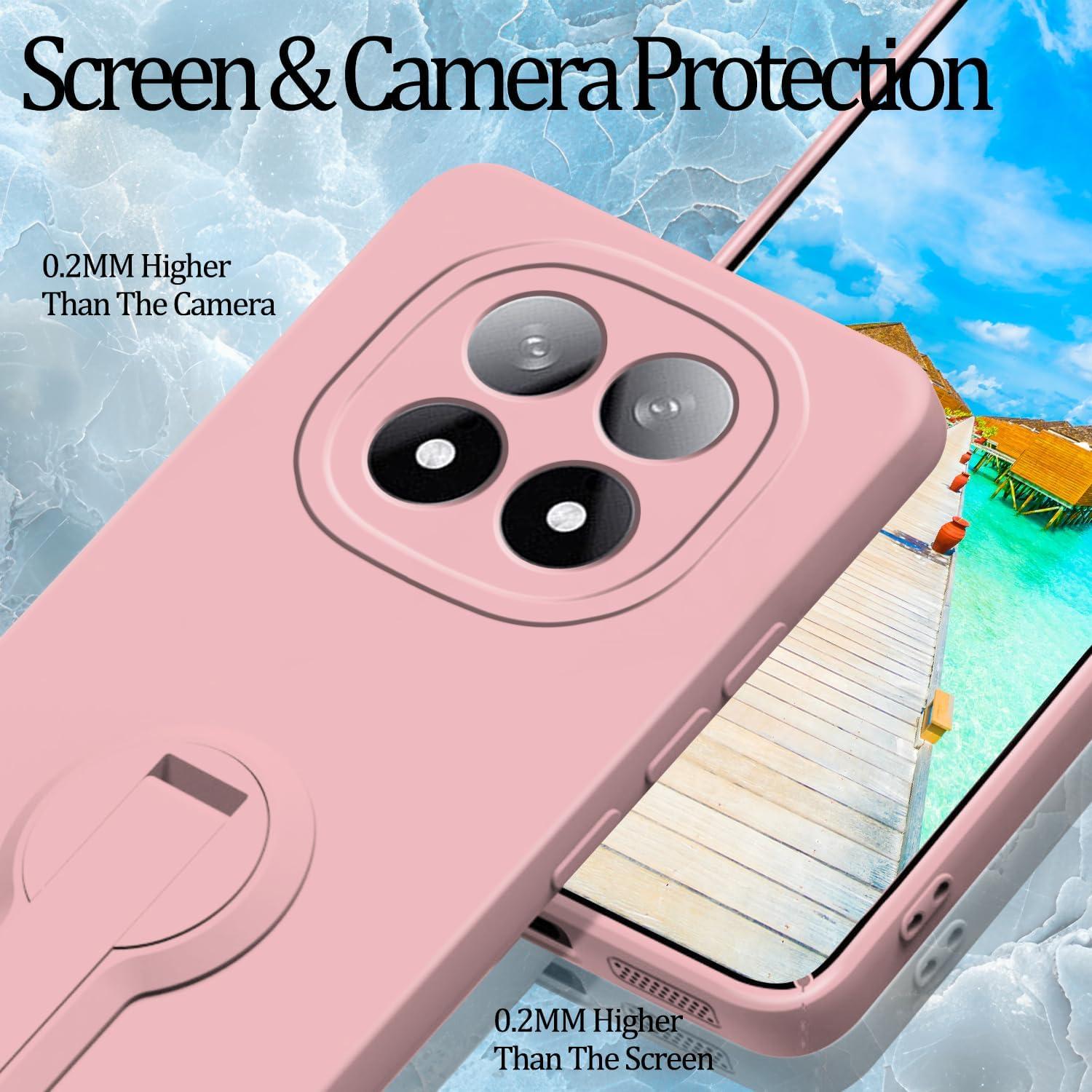 Funda de Silicona Rosa para Xiaomi Redmi Note 14 Pro 5G con Soporte