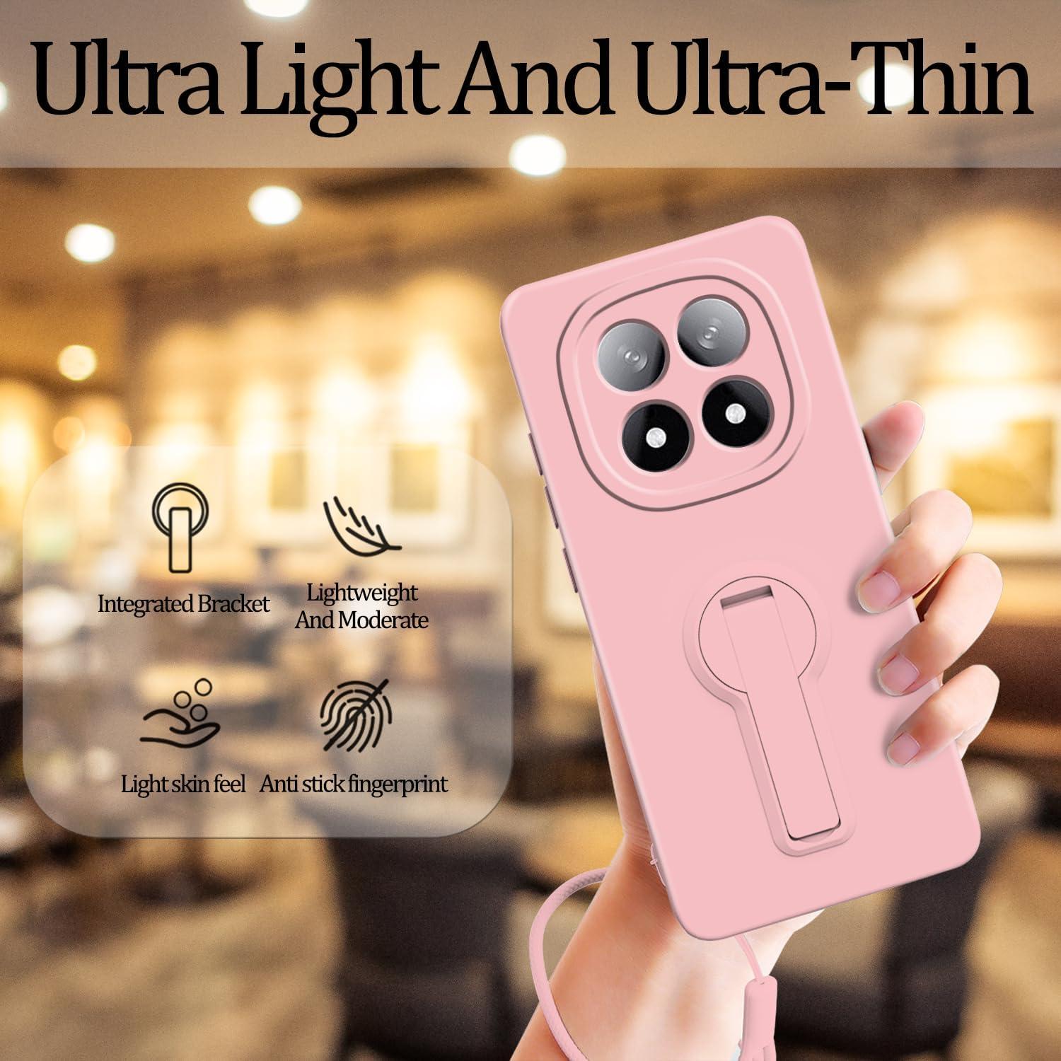 Funda de Silicona Rosa para Xiaomi Redmi Note 14 Pro 5G con Soporte