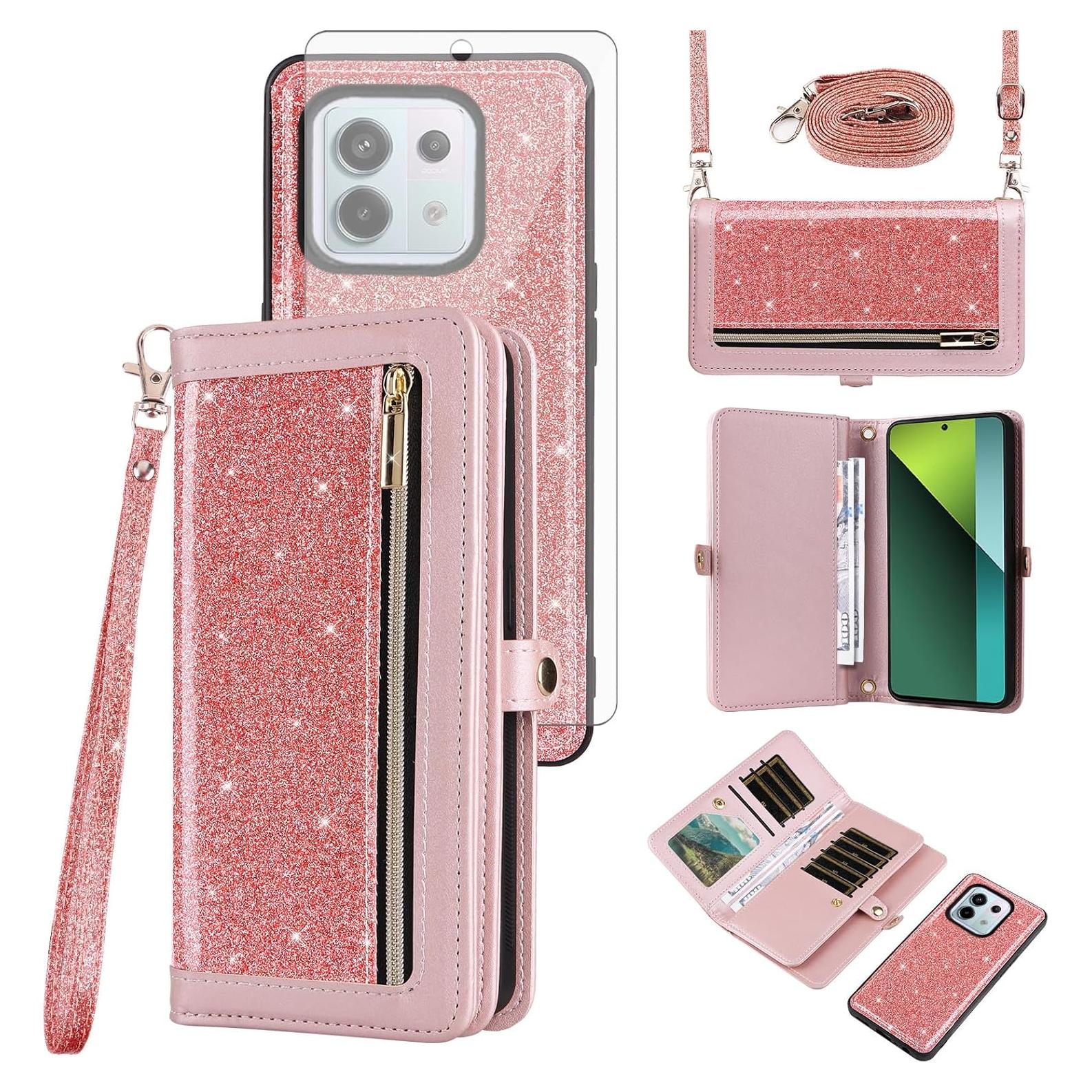 Funda Asuwish Rosa para Xiaomi Redmi Note 13 Pro 5G con Cartera