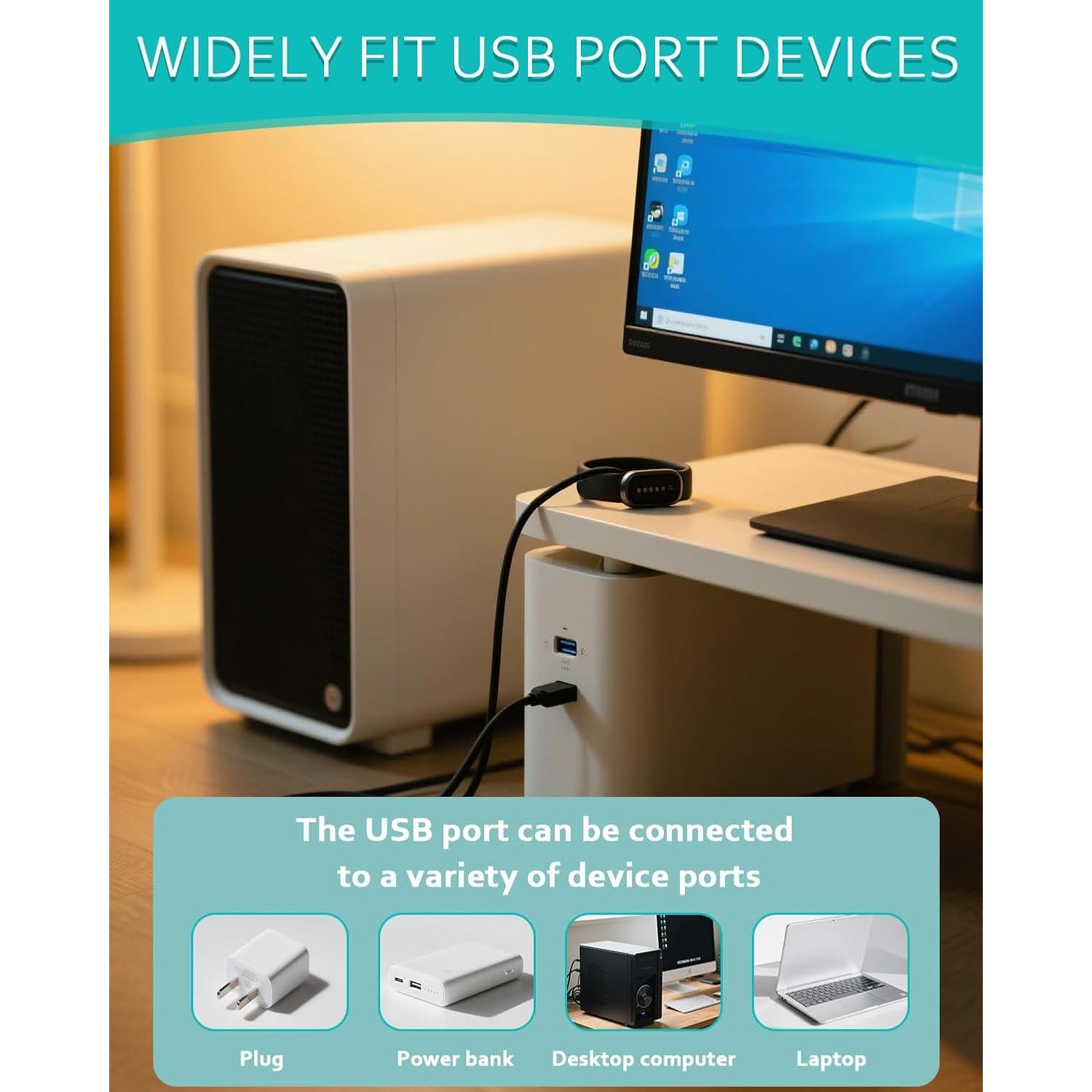 Cargador USB para Xiaomi Mi Band 8/9 - 100cm Negro